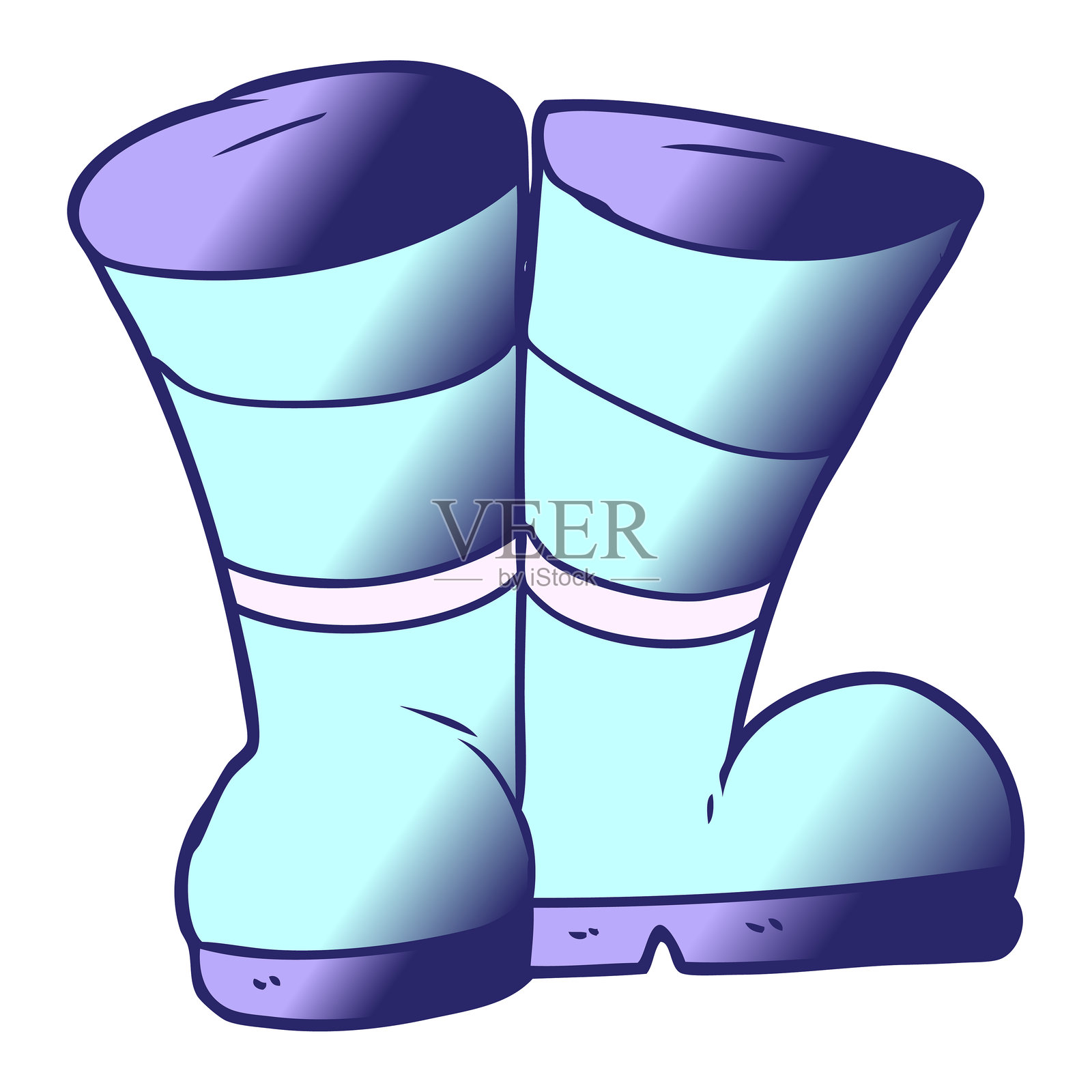 明亮霓虹色的卡通威灵顿靴插画图片素材