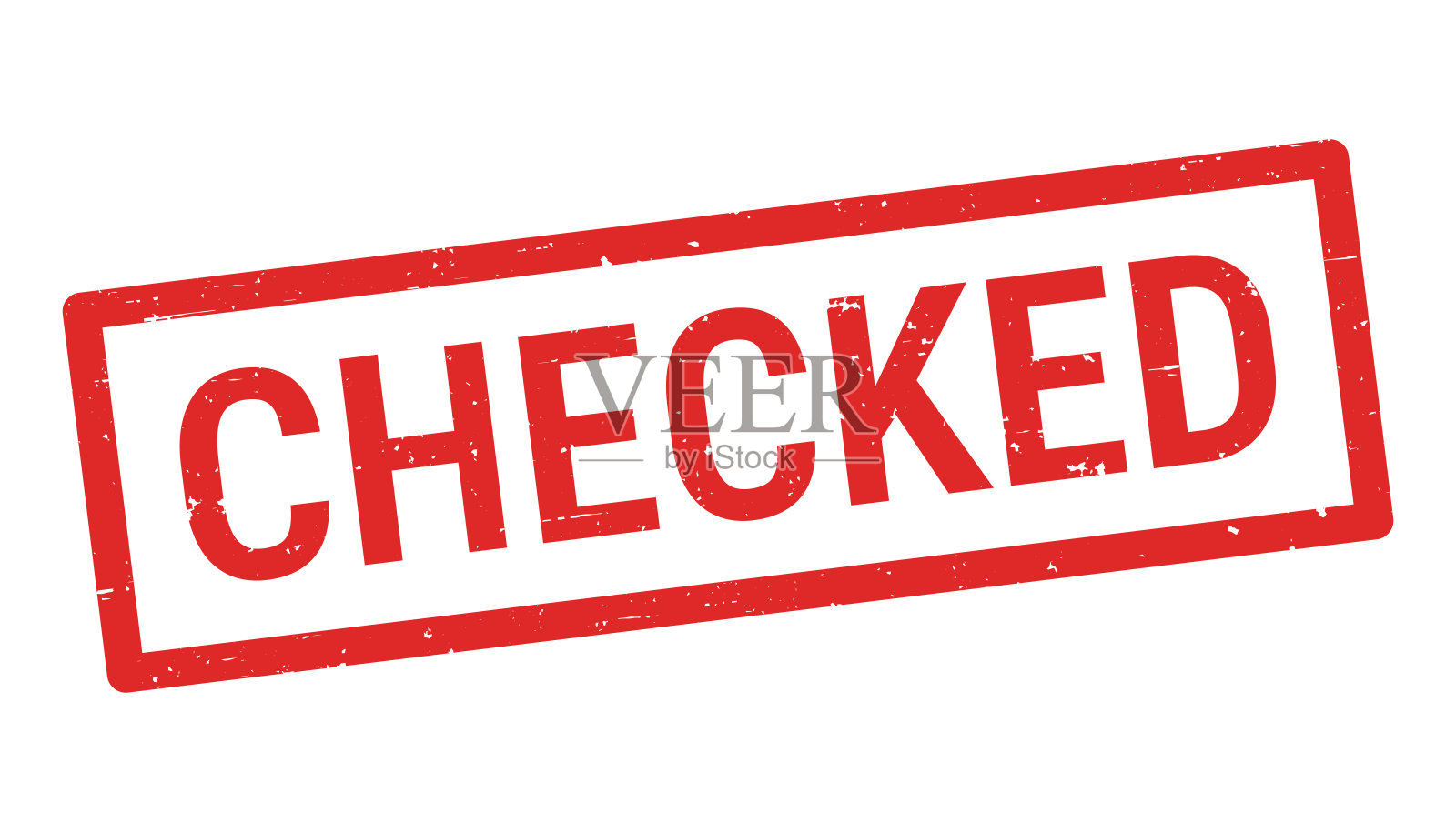 已检查 - 红色橡胶印章在白色背景上插画图片素材
