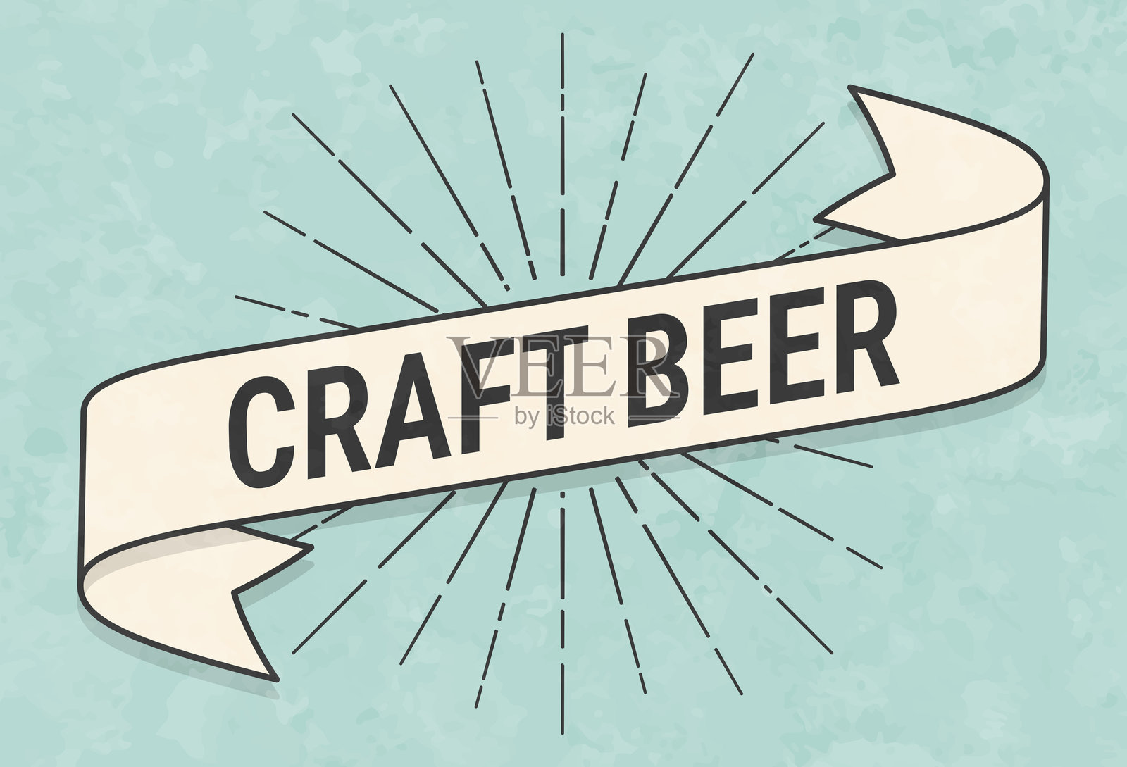 手工啤酒 - 复古风格横幅 - 旧纹理纸张插画图片素材