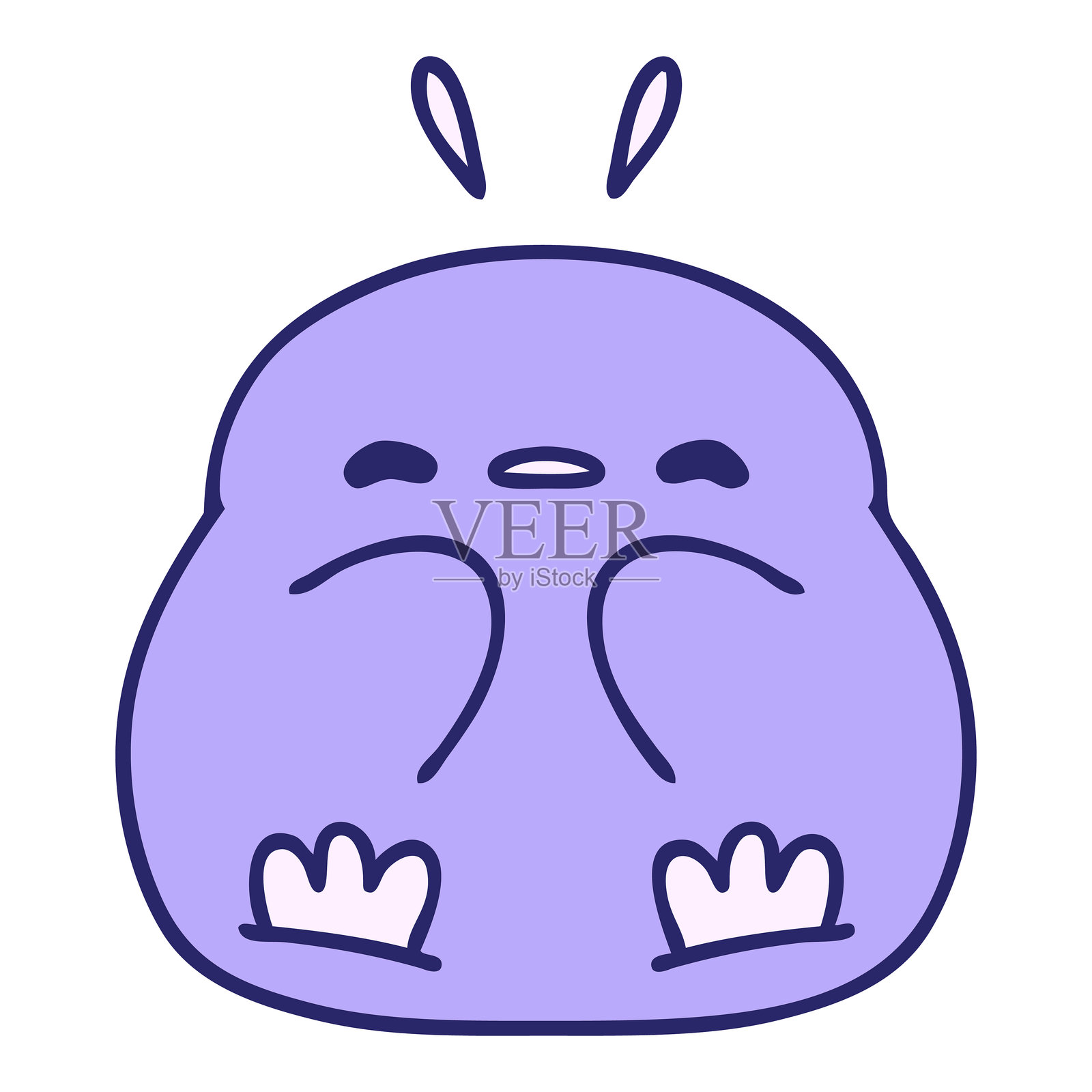 可爱的卡通小企鹅，色彩鲜艳的霓虹色插画图片素材