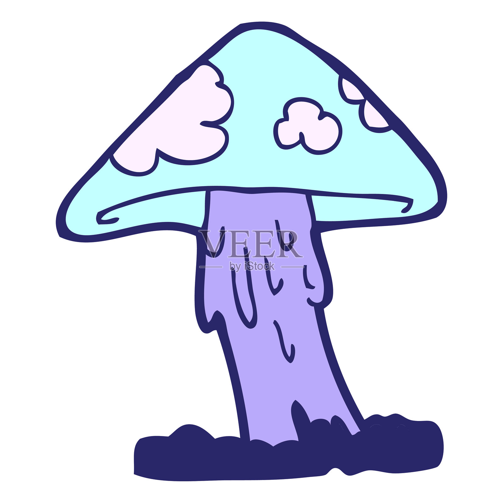 明亮霓虹色的卡通蘑菇插画图片素材