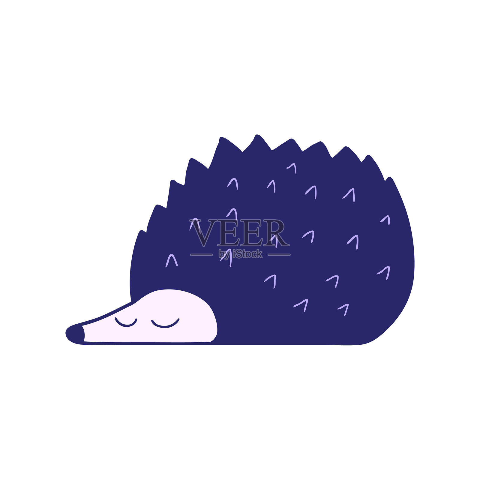 明亮霓虹色的卡通刺猬插画图片素材