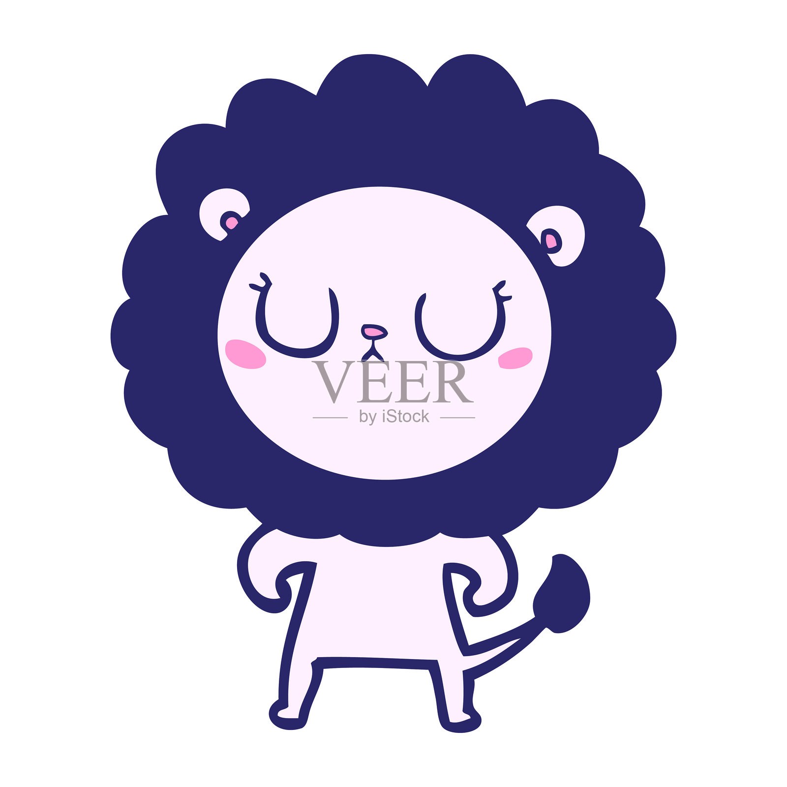 明亮霓虹色的卡通狮子插画图片素材