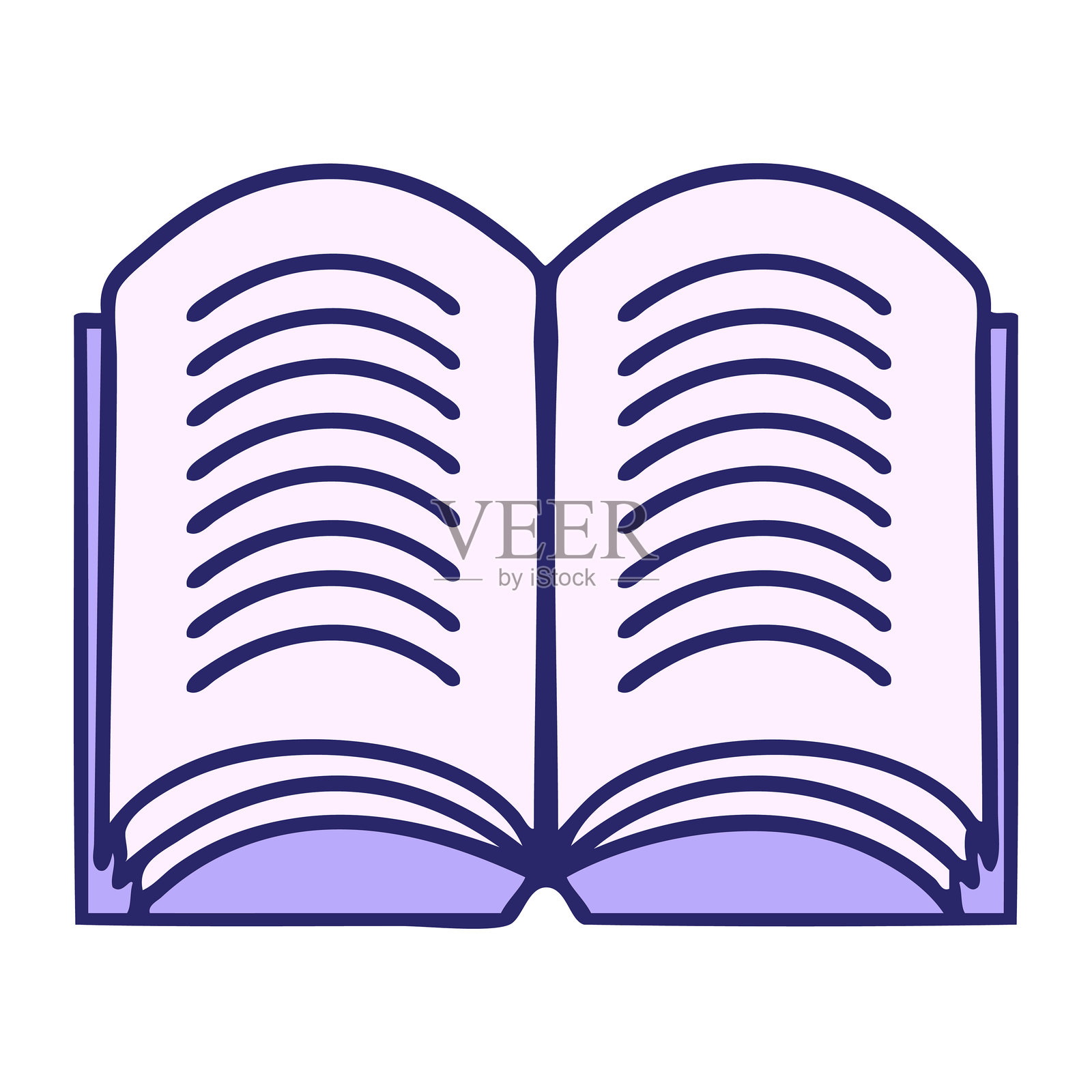 可爱的卡通图书，色彩鲜艳的霓虹色插画图片素材