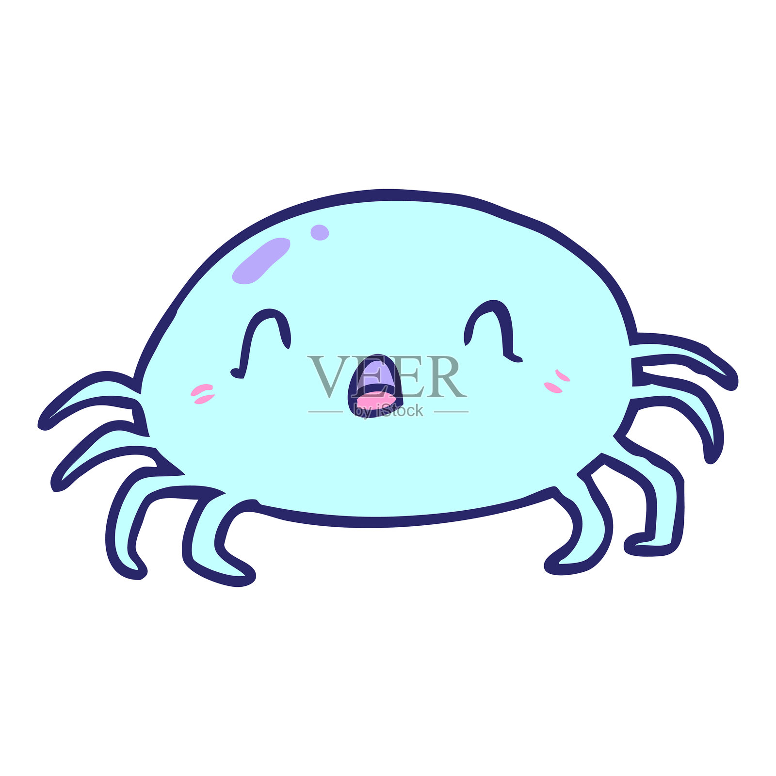 明亮霓虹色的卡通万圣节蜘蛛插画图片素材