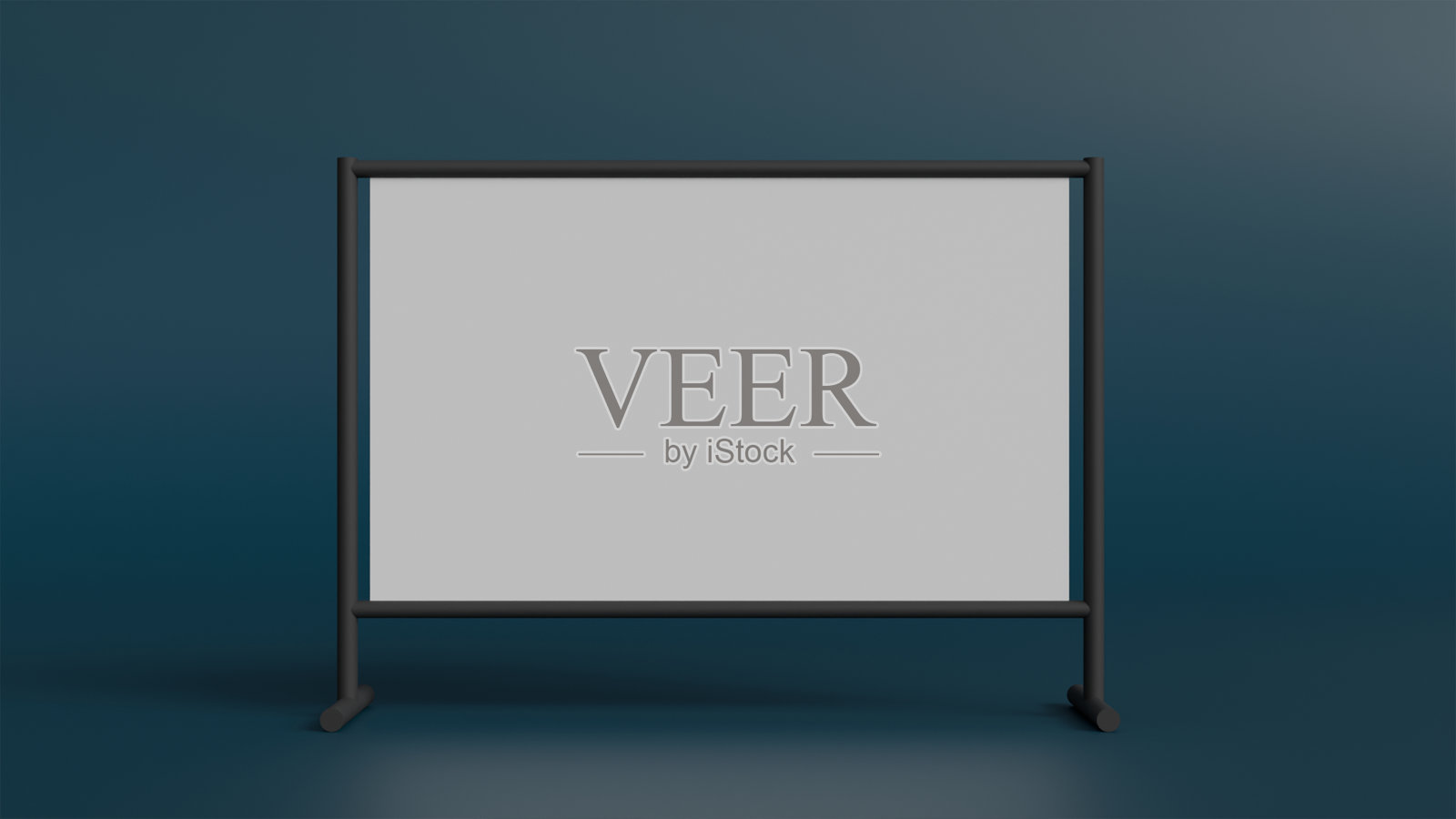 深蓝色背景上的空白白色横幅框架，作为广告、模板、背景、3D可视化和壁纸的样板。照片摄影图片