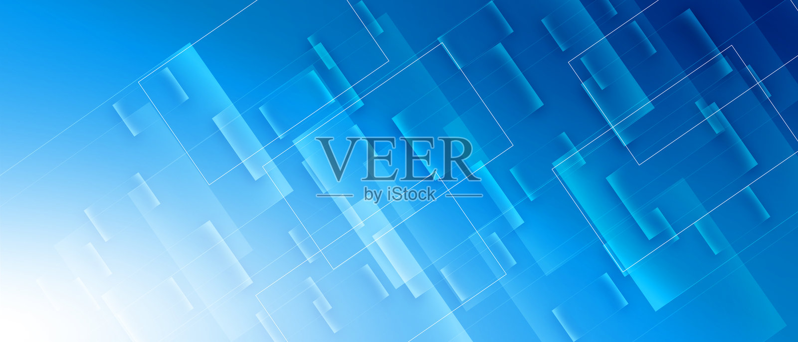 抽象的蓝色背景与方形图形插画图片素材