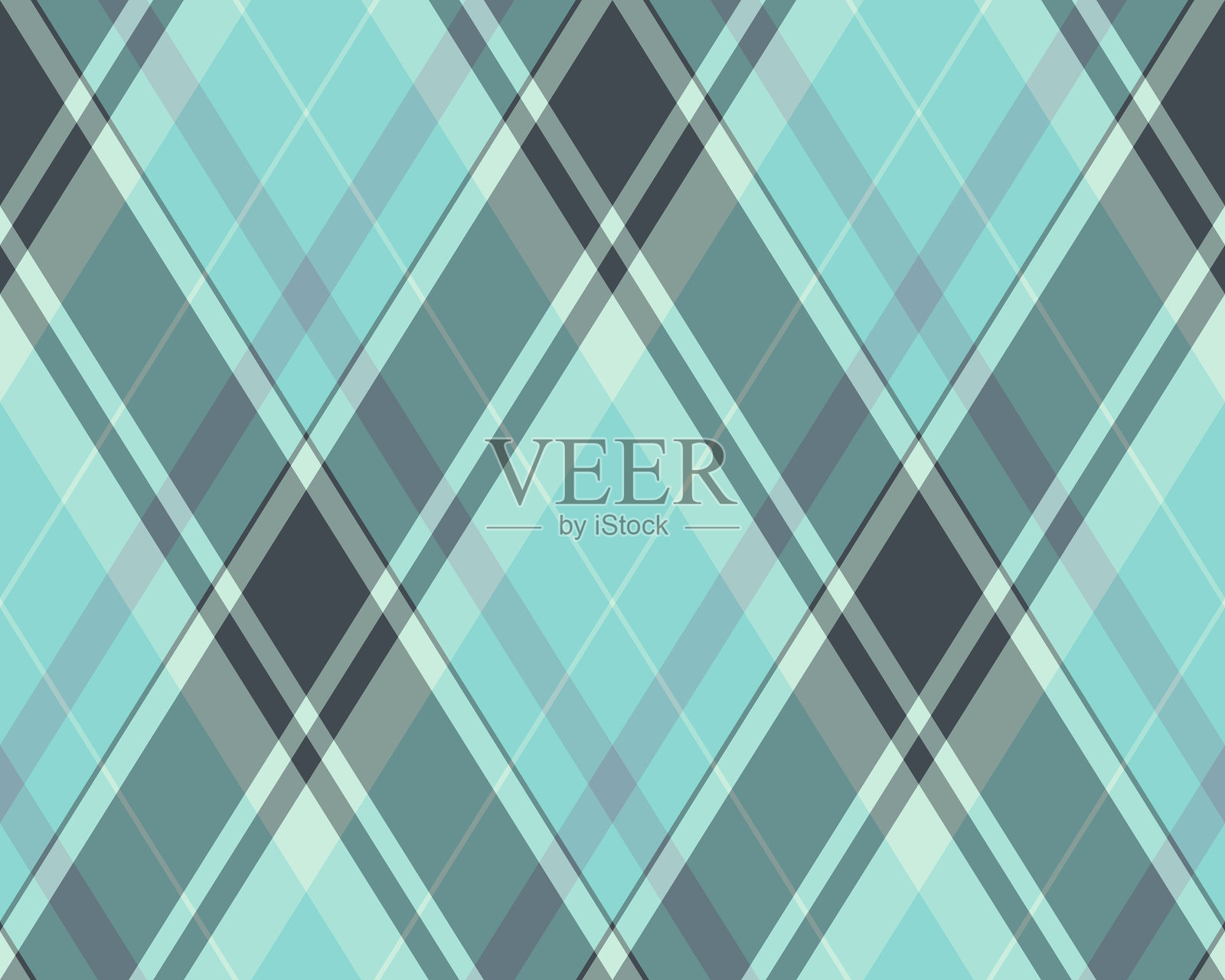 优雅的格子图案，采用清凉的青色和灰色调。无缝重复。非常适合用于背景、纺织品、包装或增添经典风格。插画图片素材