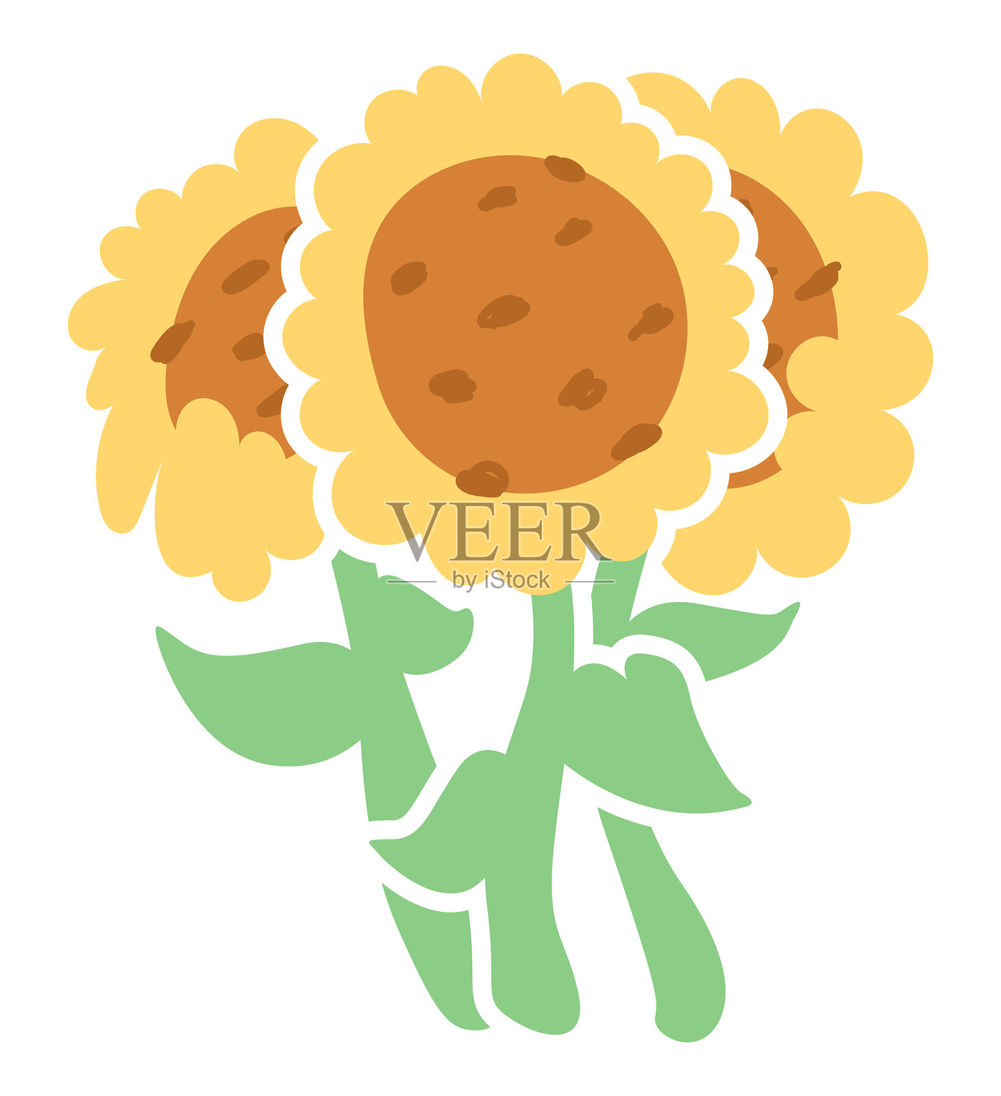 三朵向日葵叠加插图插画图片素材