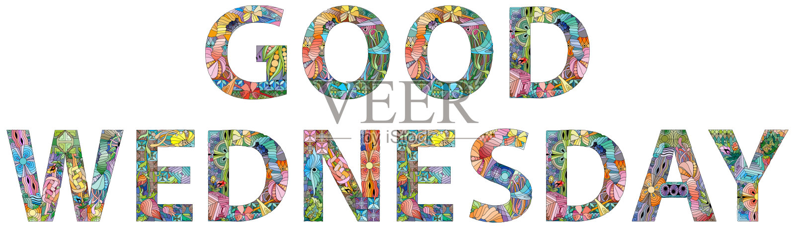 手绘现代设计的“美好星期三”字样矢量插图。插画图片素材