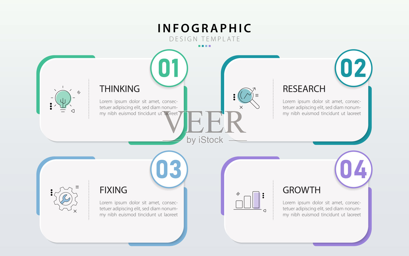 商业信息图表模板。四步时间线旅程。插画图片素材