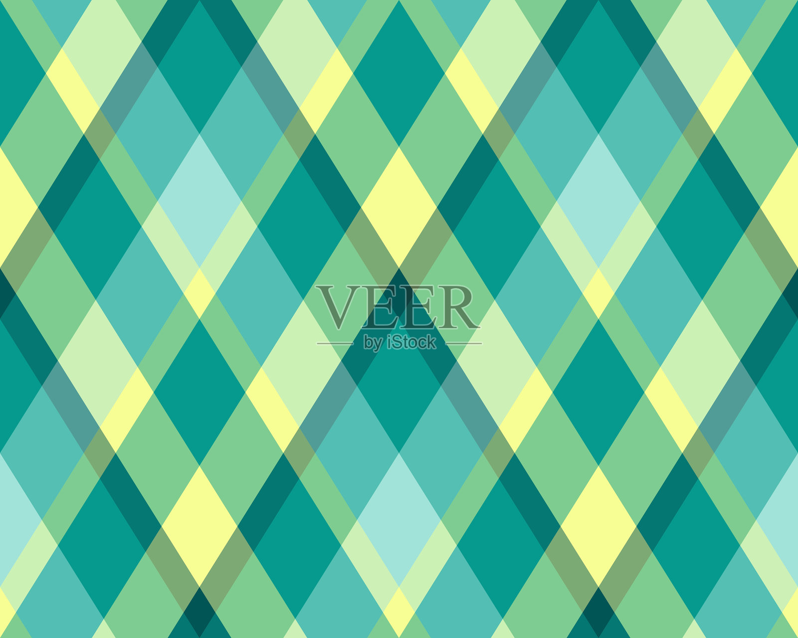 几何钻石图案，采用清凉的绿色、青色和黄色调。非常适合用作背景、纹理或表面设计。营造出现代、清新的美感。插画图片素材