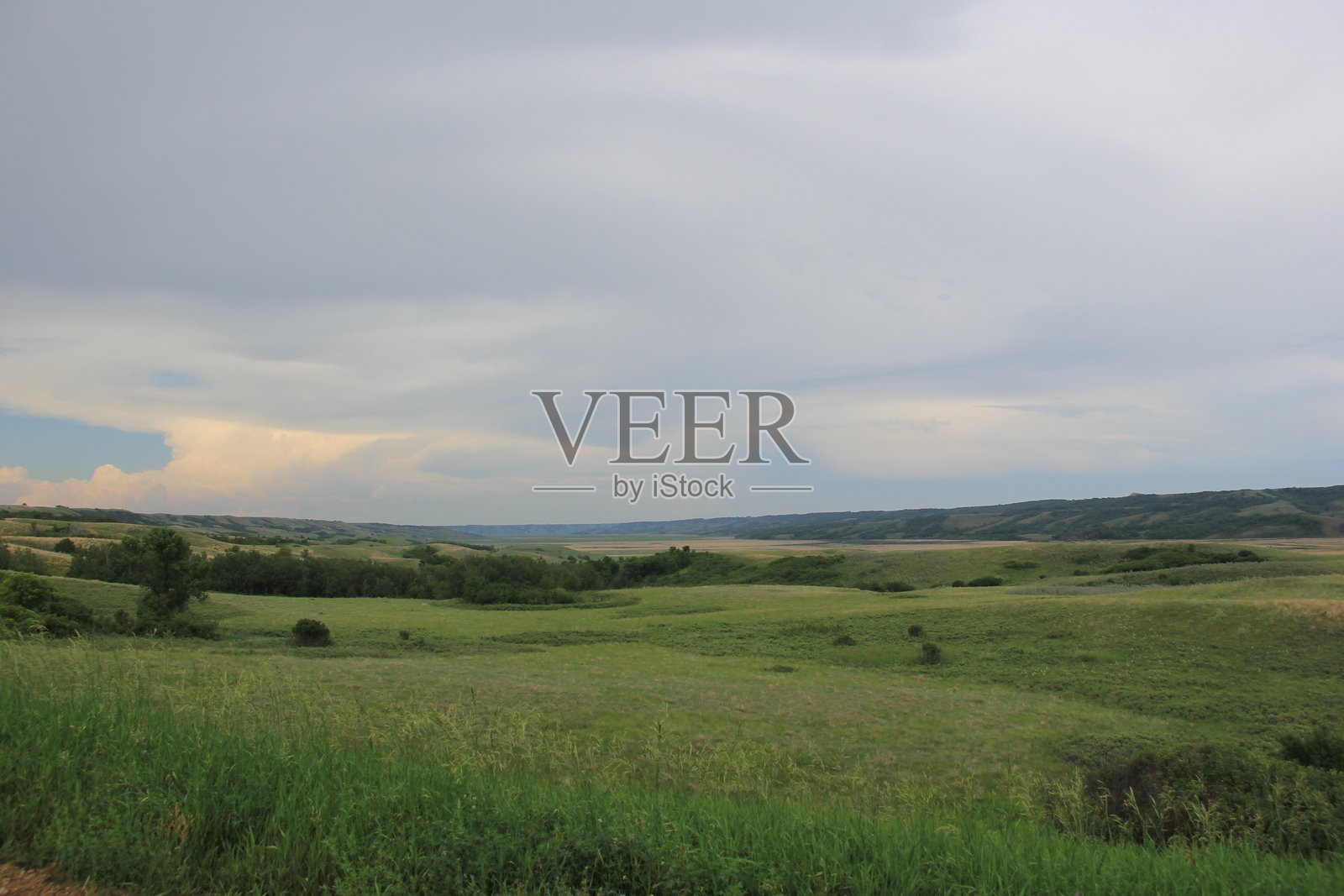 萨斯喀彻温省我所在地区的山谷景观。照片摄影图片