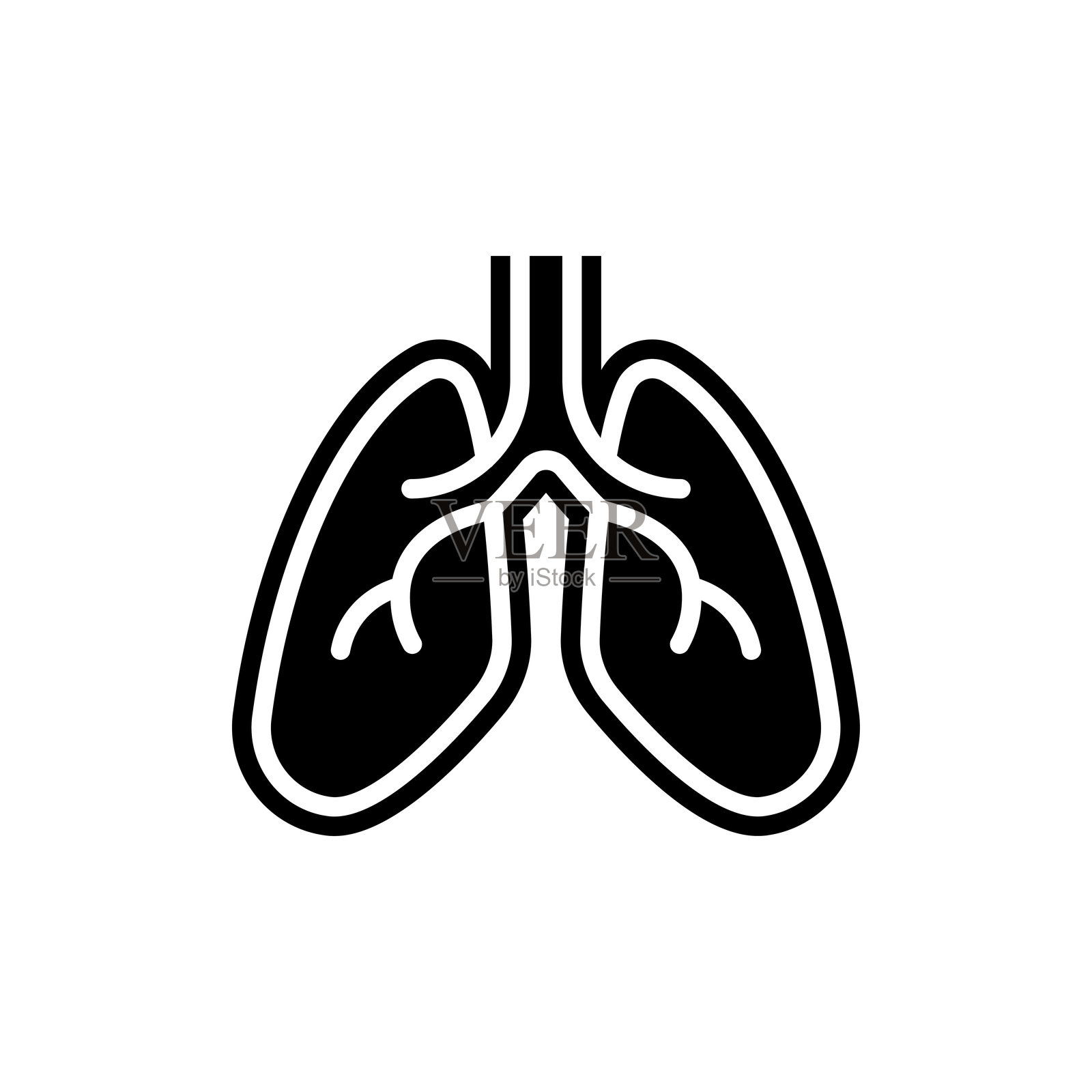 极简黑白设计概念的人类肺部插图插画图片素材