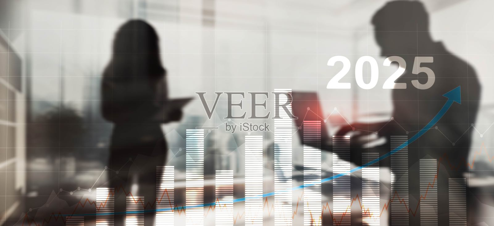 金融背景，经济增长2025。抽象背景。混合媒体照片摄影图片