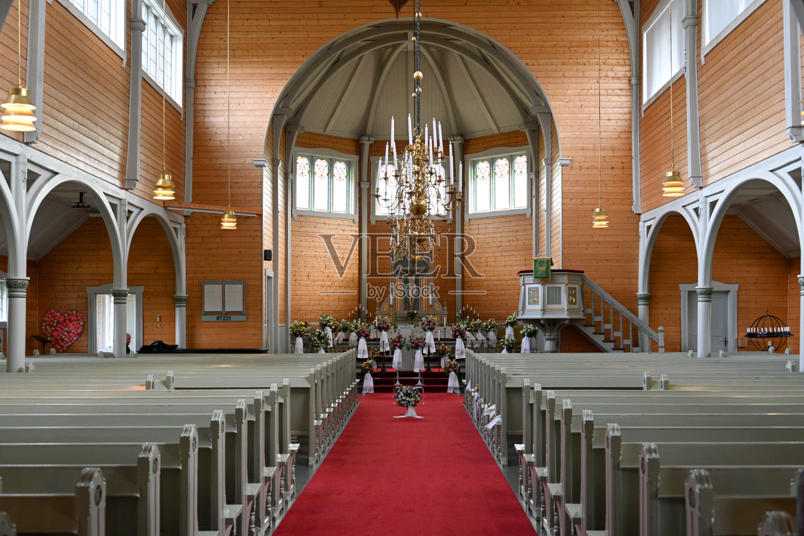 布克斯内斯教堂,挪威教会在格拉夫达尔村的一个教区教堂照片摄影图片