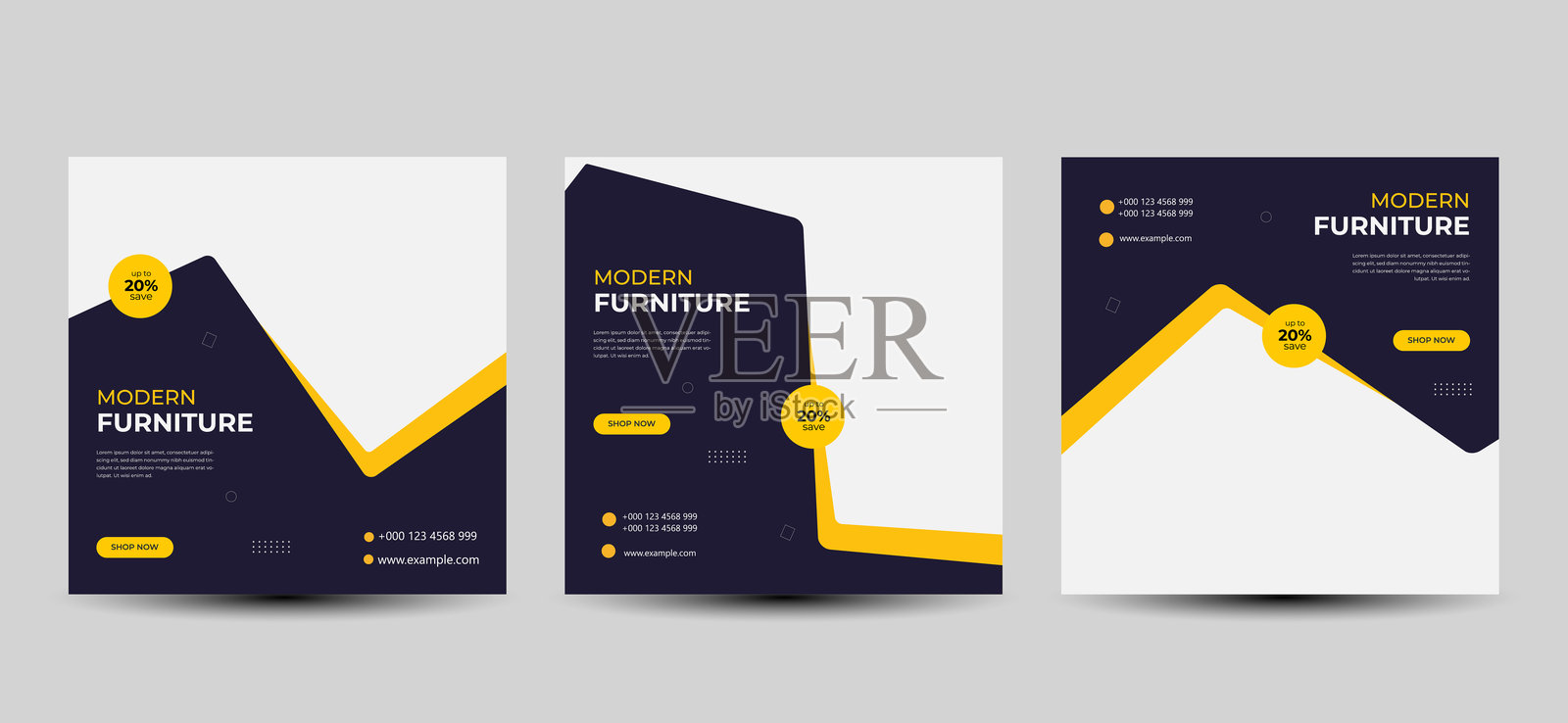 家具促销社交媒体和Instagram帖子模板插画图片素材