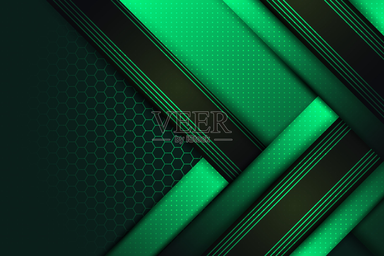 绿色奢华背景与闪耀的对角金线插画图片素材