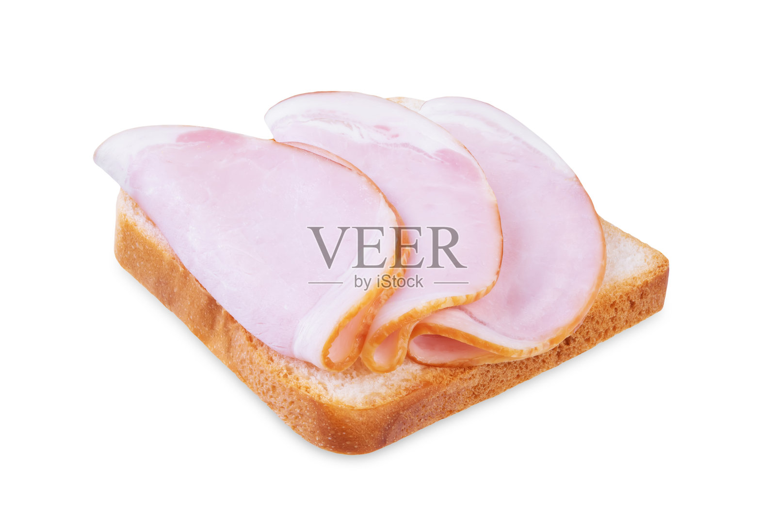 白色背景上的火腿三明治照片摄影图片