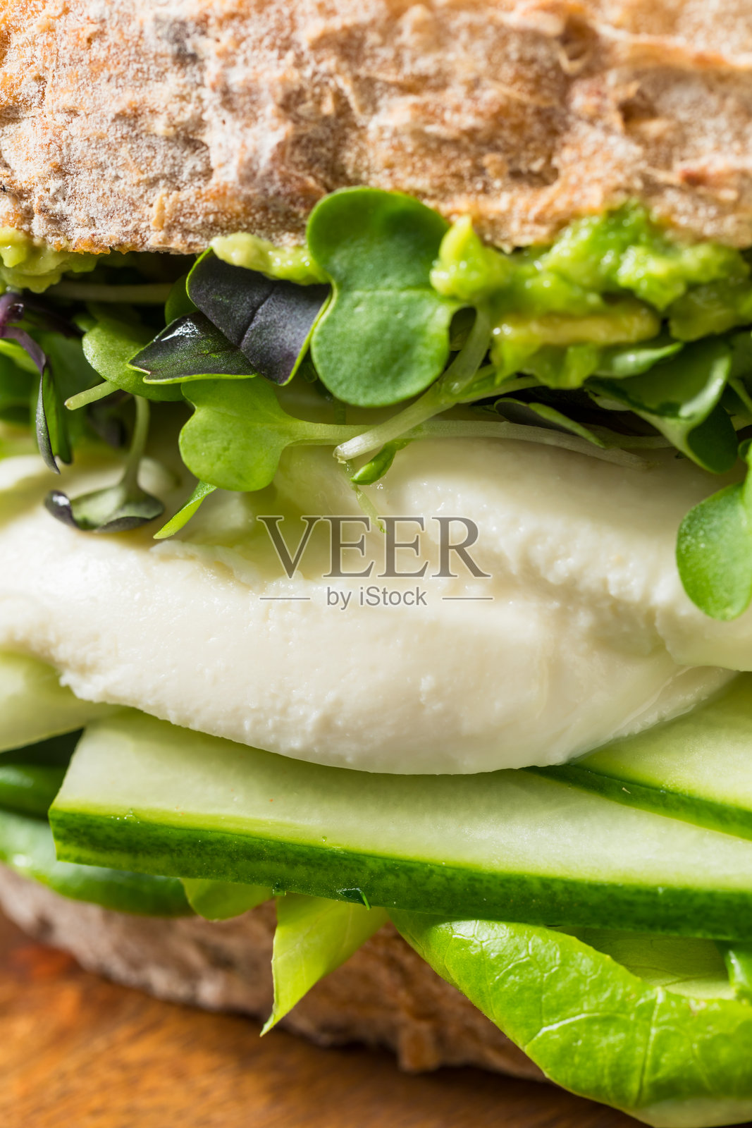 健康有机素食绿女神三明治照片摄影图片