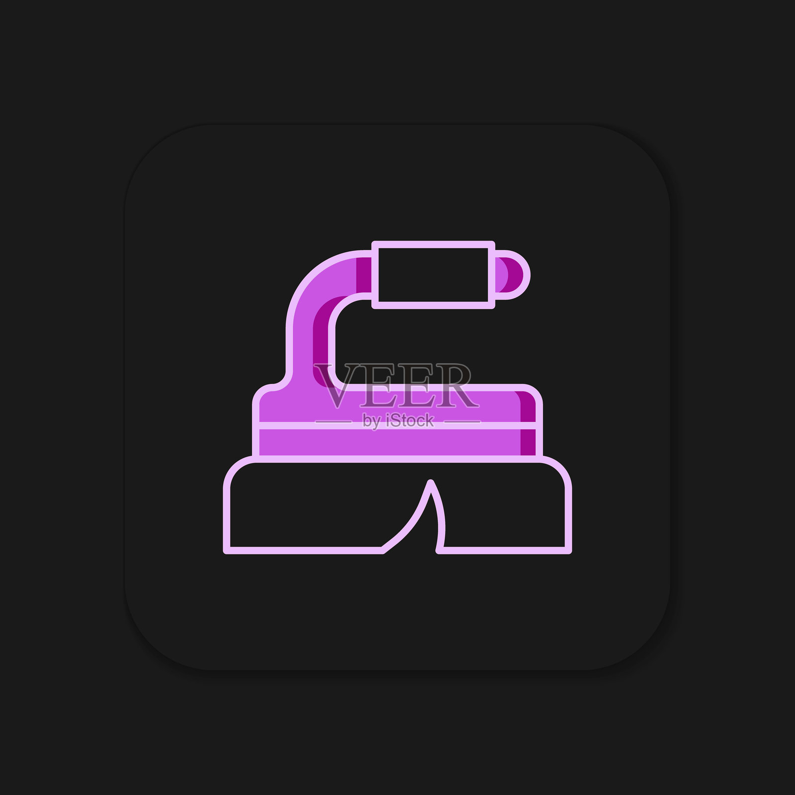 填充轮廓的清洁刷图标，背景为黑色。清洁服务概念。带阴影的平面填充轮廓风格。矢量图。插画图片素材