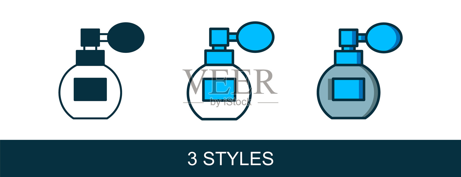 填充轮廓香水图标，背景为白色。矢量图。插画图片素材