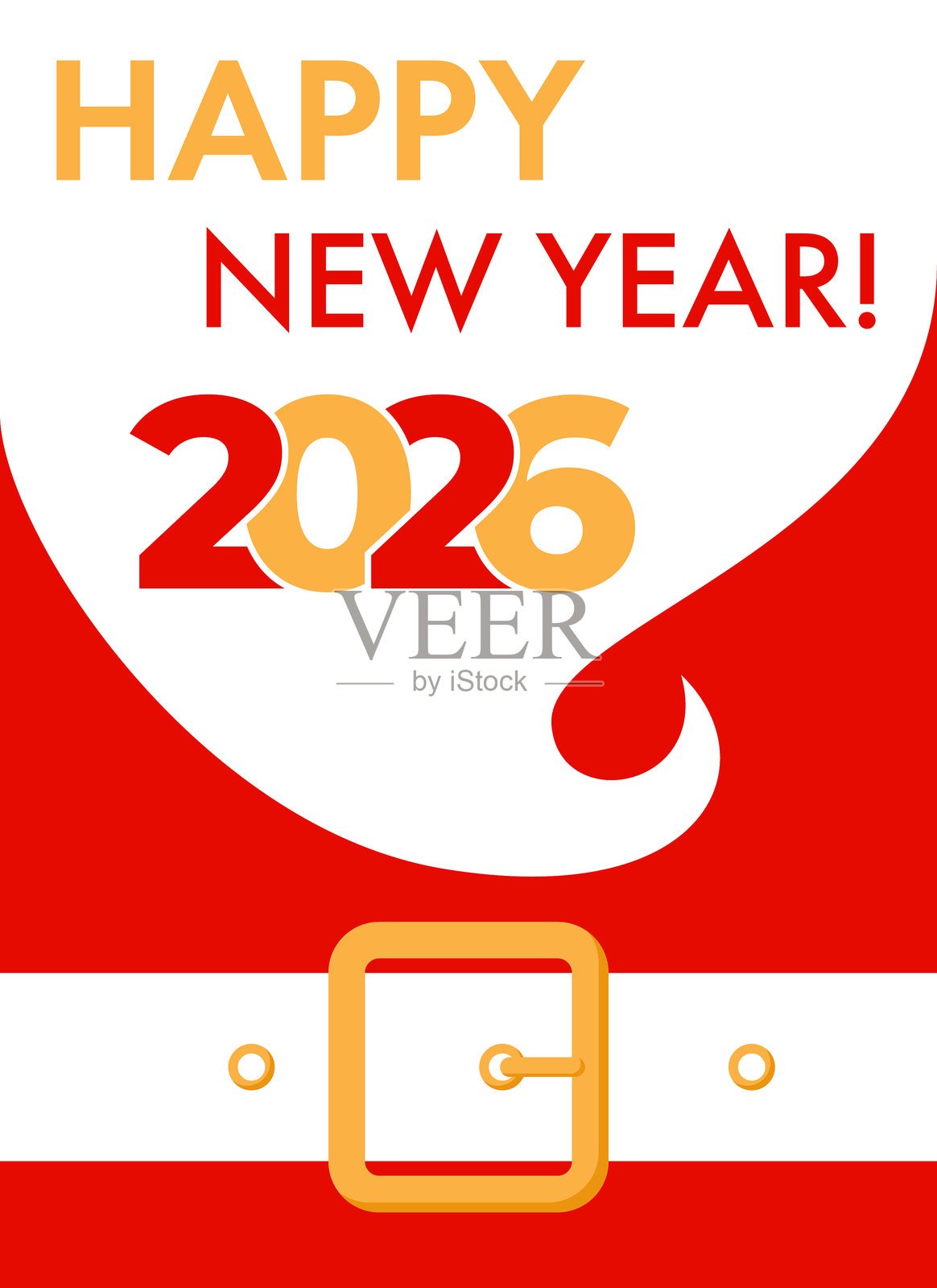 2026新年快乐胡须明信片横幅标牌插画图片素材