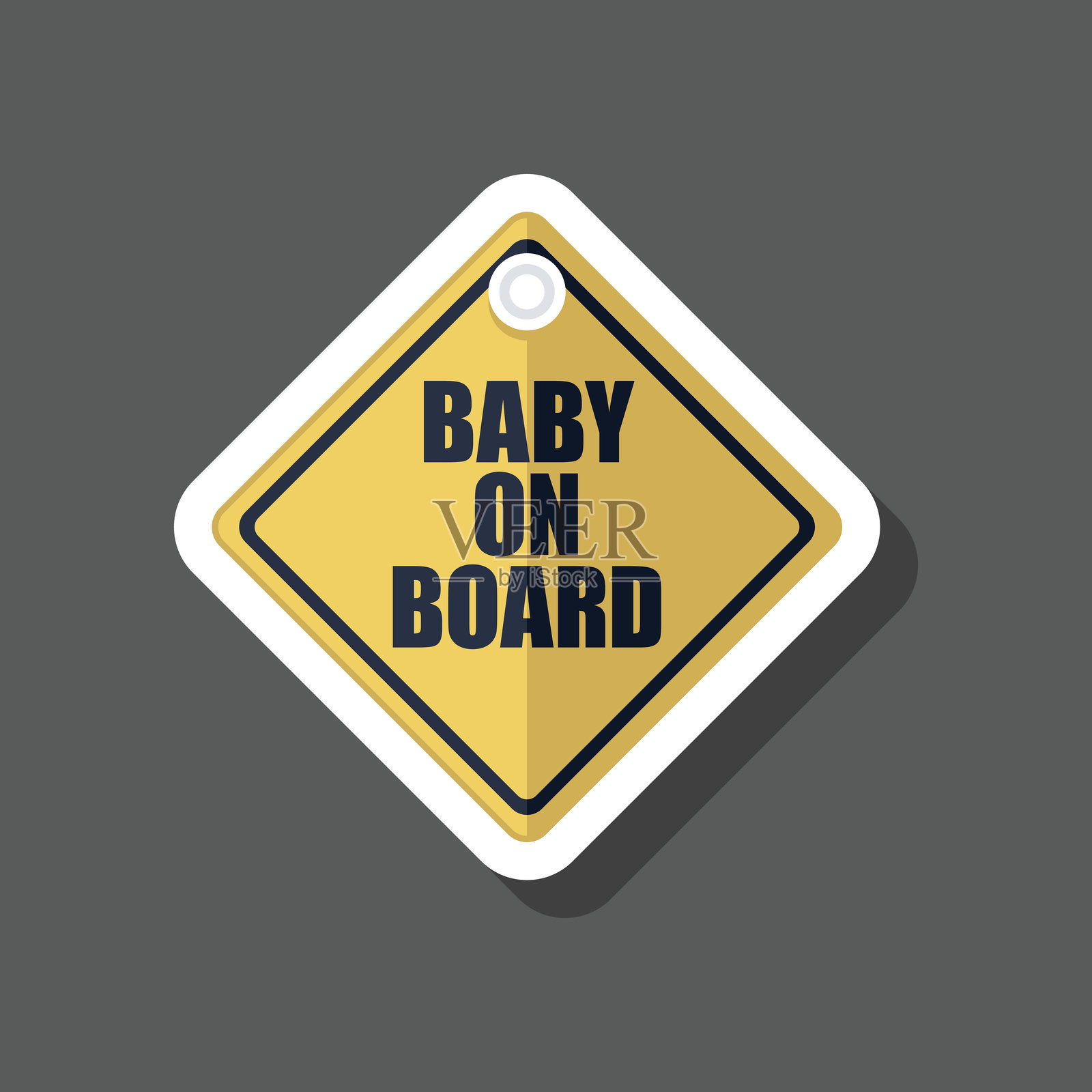 婴儿在车内标志贴纸图标插画图片素材