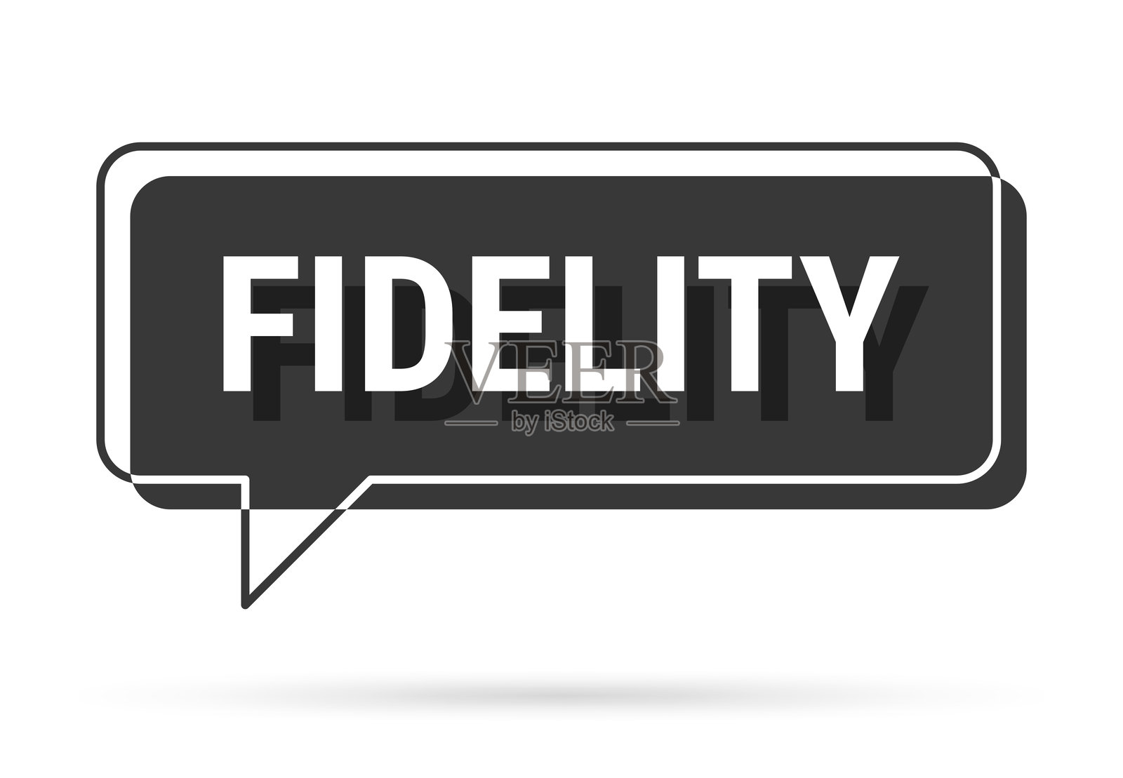 忠诚 - 白色背景上的3D黑色对话气泡插画图片素材