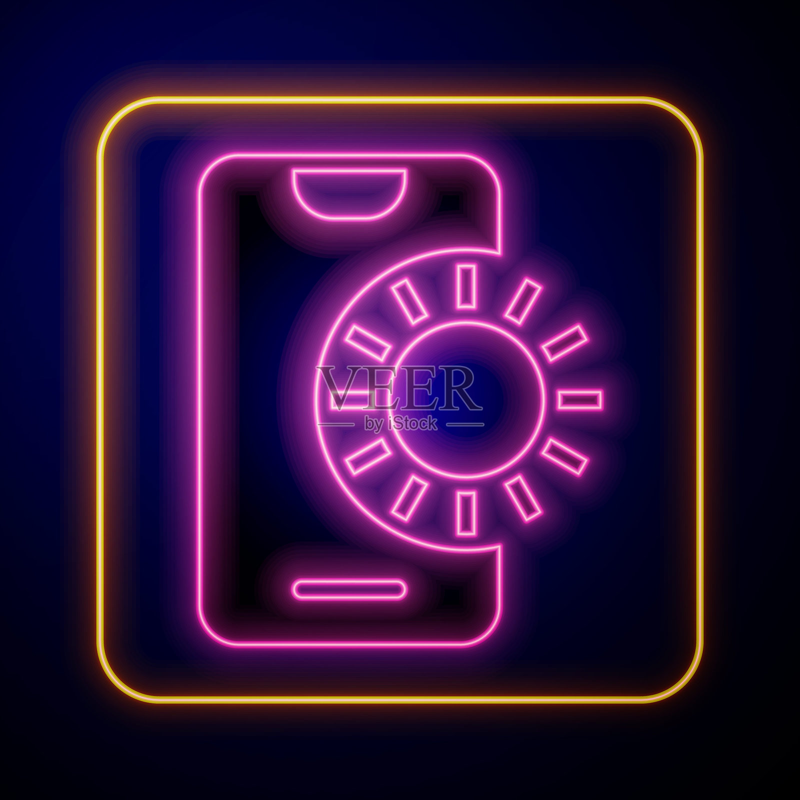 发光的霓虹在线体育博彩图标，背景为黑色。体育博彩书籍。在线投注赚钱。矢量图。插画图片素材