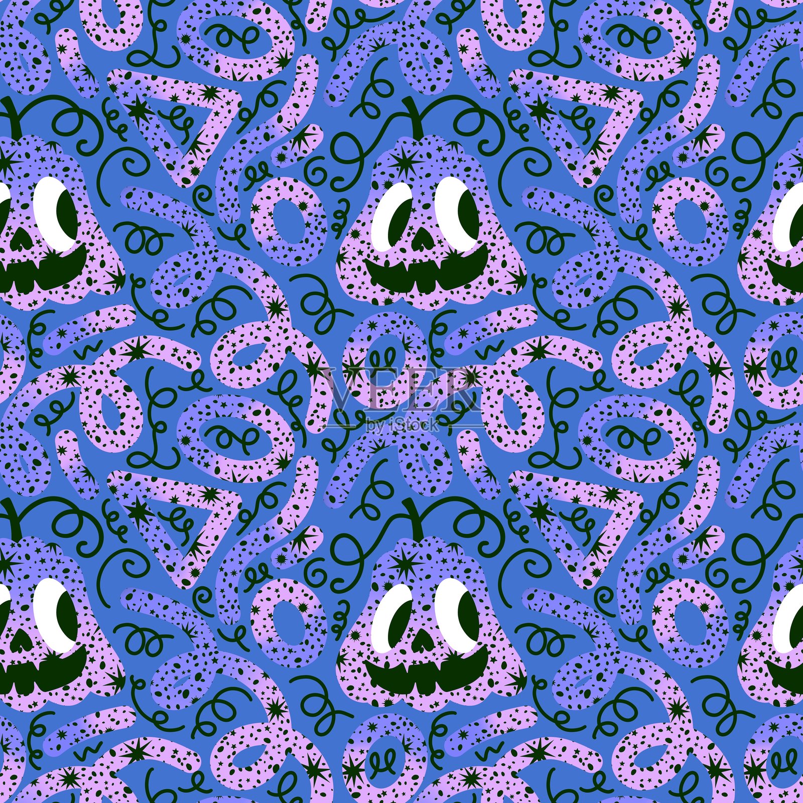 万圣节无缝南瓜图案，适用于面料、纺织品和包装插画图片素材