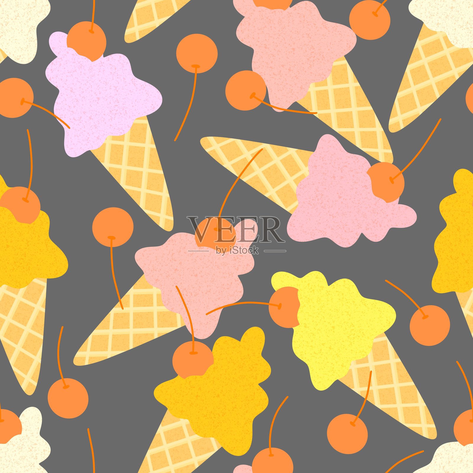 冰淇淋图案适用于面料、纺织品和儿童用品插画图片素材