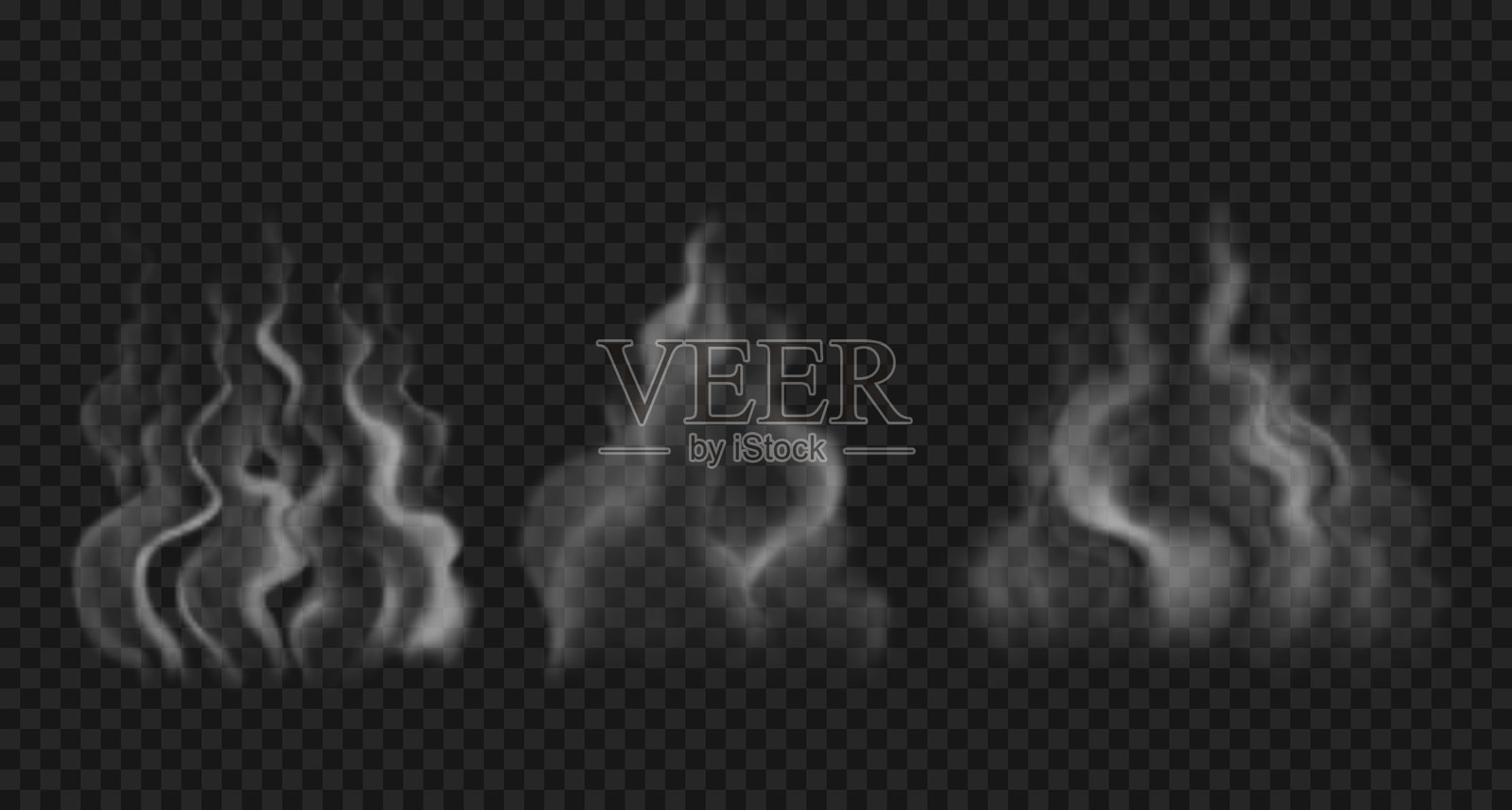 一组来自咖啡、茶或食物的热烟雾。插画图片素材