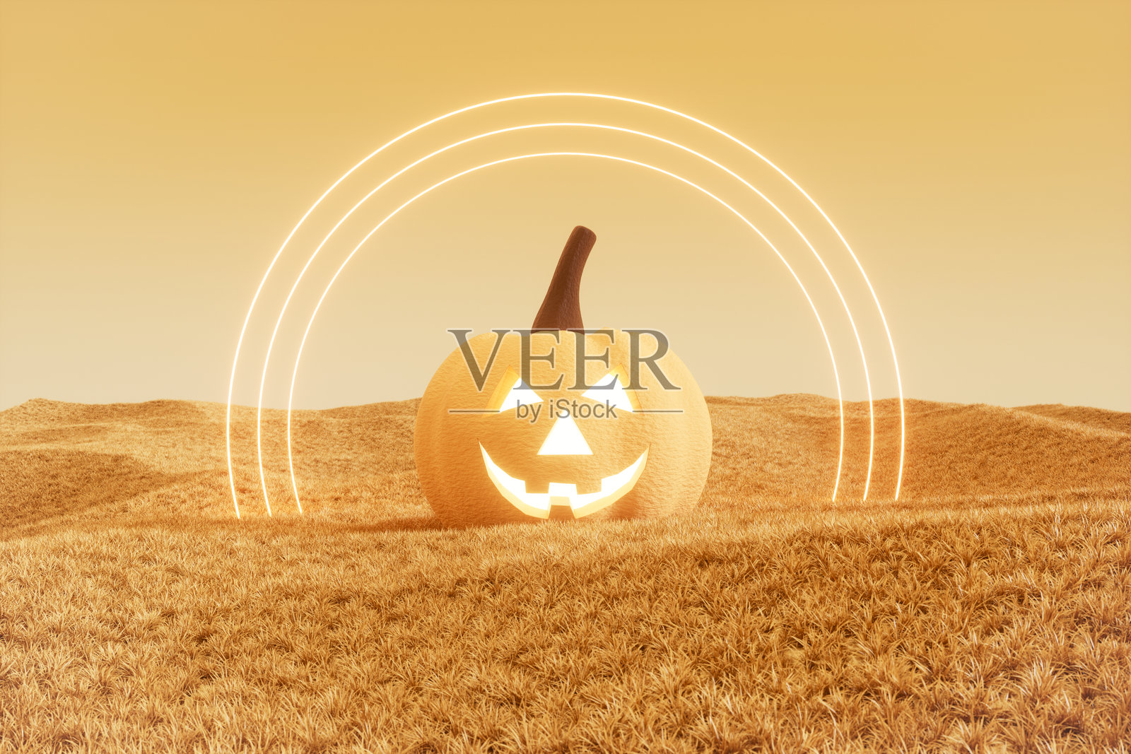 秋季风景中的万圣节南瓜照片摄影图片