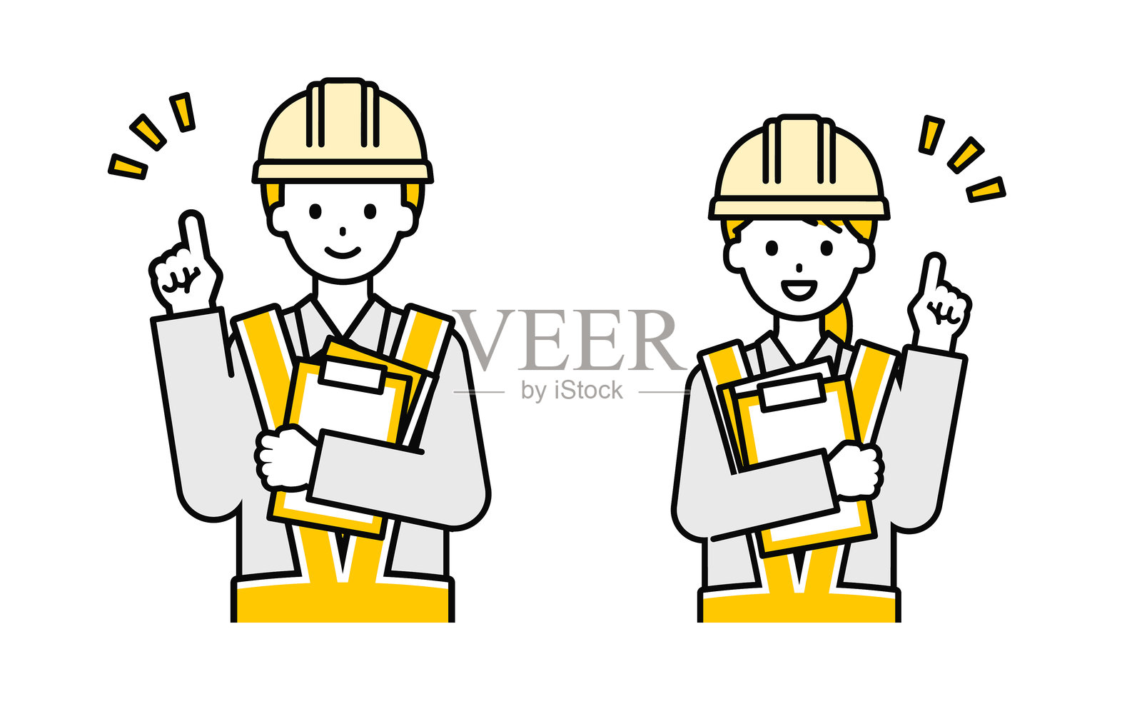 简单的交通指挥员男士与女士_注意事项插画图片素材