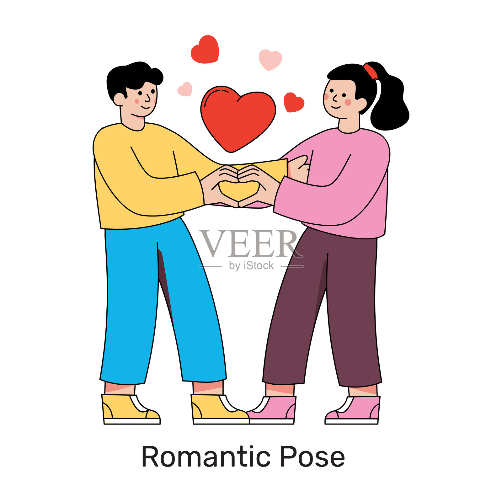 浪漫姿势的美丽设计插图插画图片素材