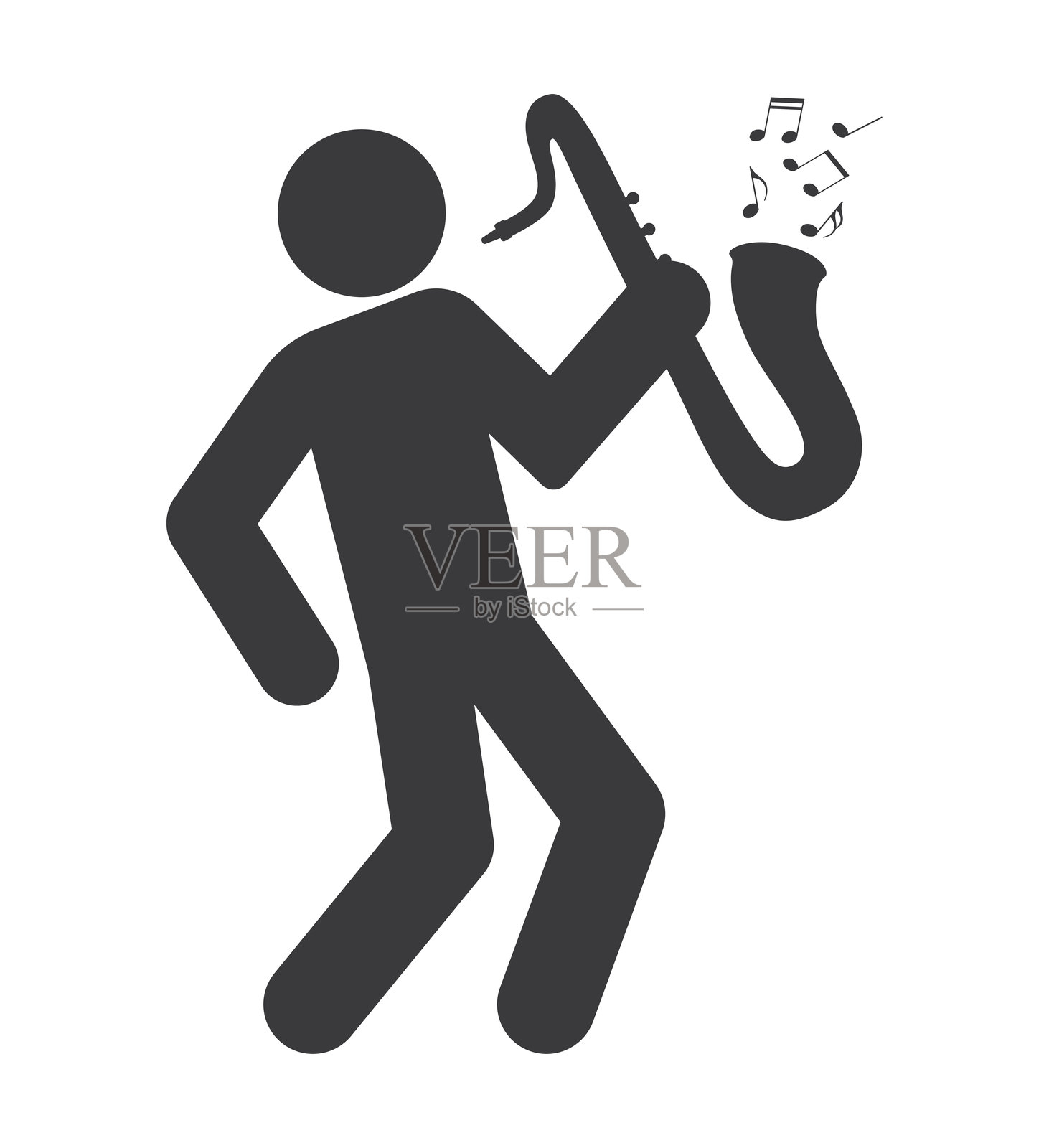 手持萨克斯ophone的音乐演奏者图标插画图片素材