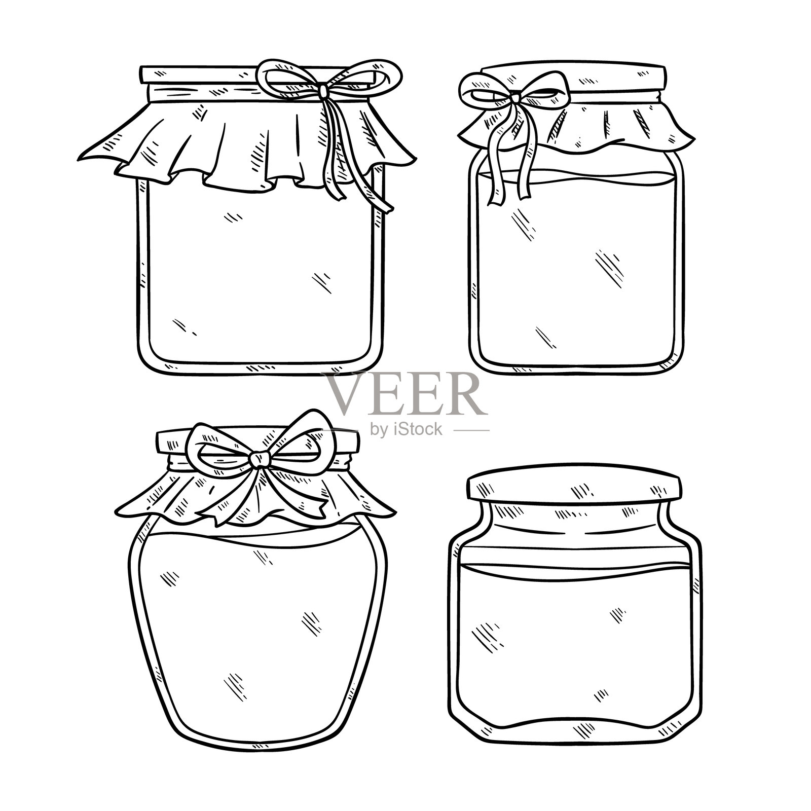 手绘罐子系列在白色背景上插画图片素材