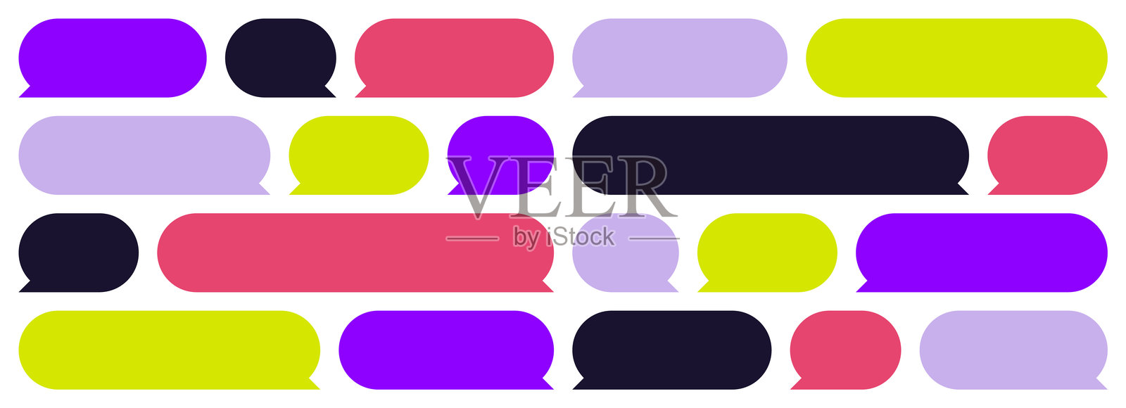 现代对话气泡图案矢量插图。对话气泡排列在白色背景上。插画图片素材