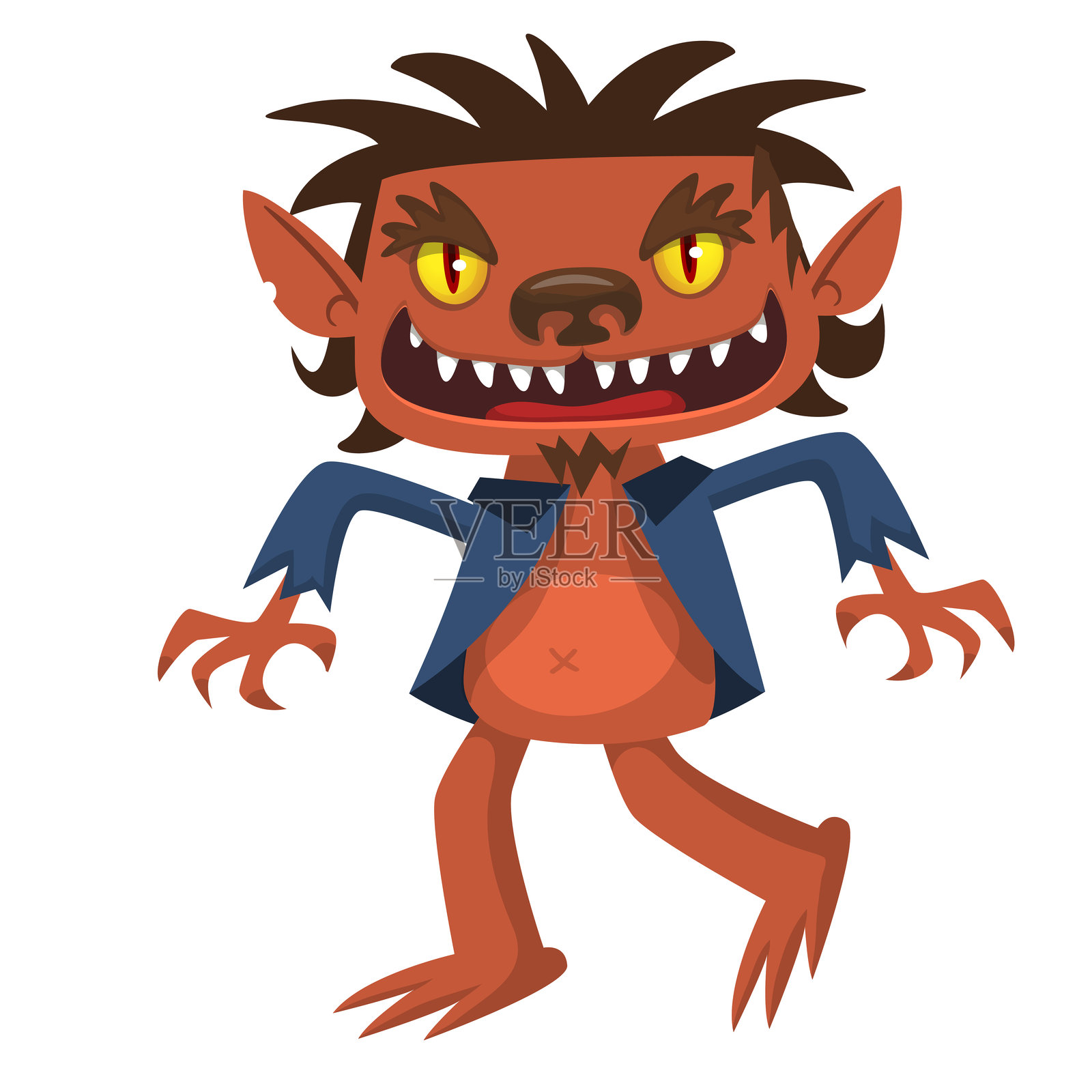万圣节设计的搞笑卡通狼人角色。矢量图，独立使用。插画图片素材