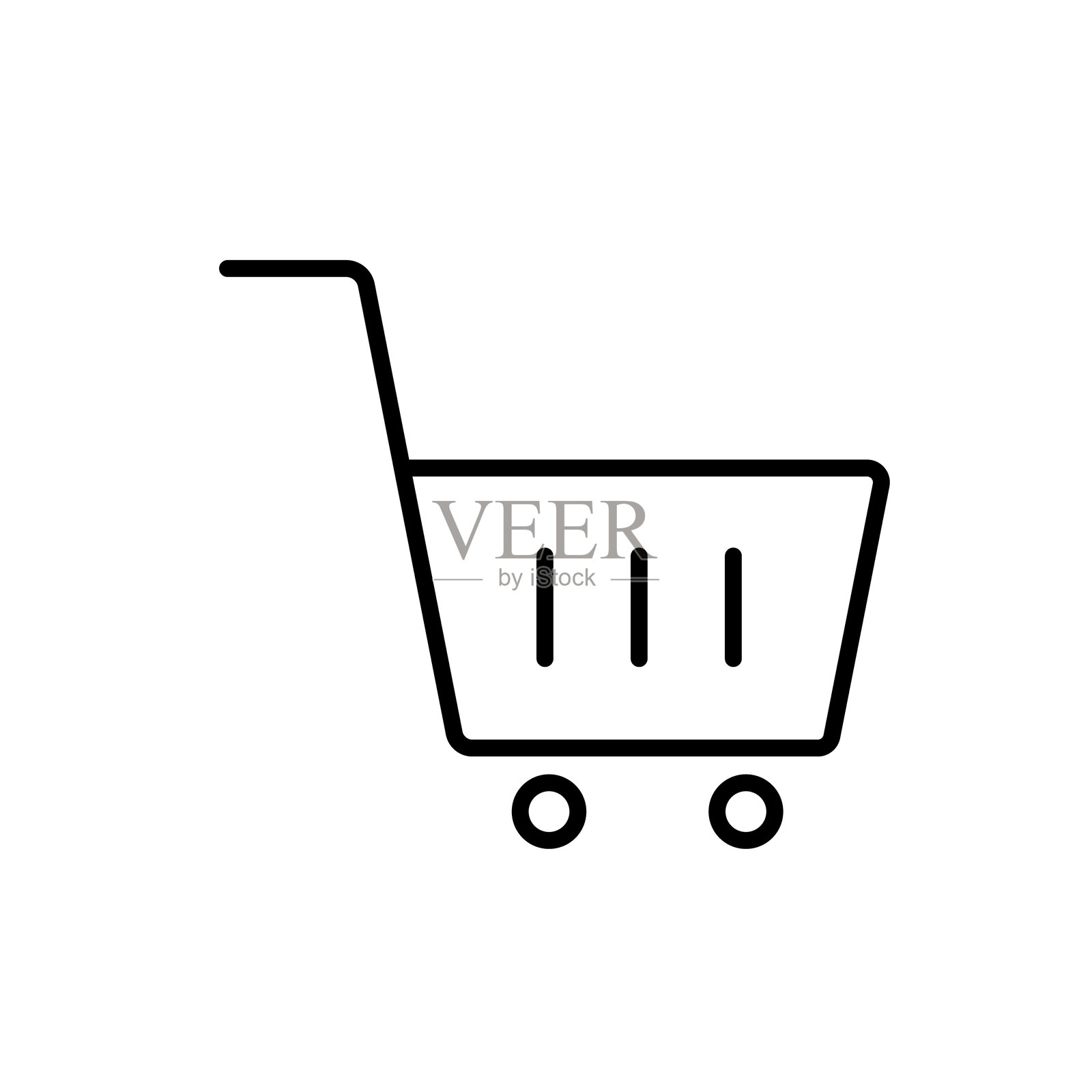 一个带有垂直槽的购物车矢量图标，代表零售购买，采用可编辑线条风格设计。插画图片素材