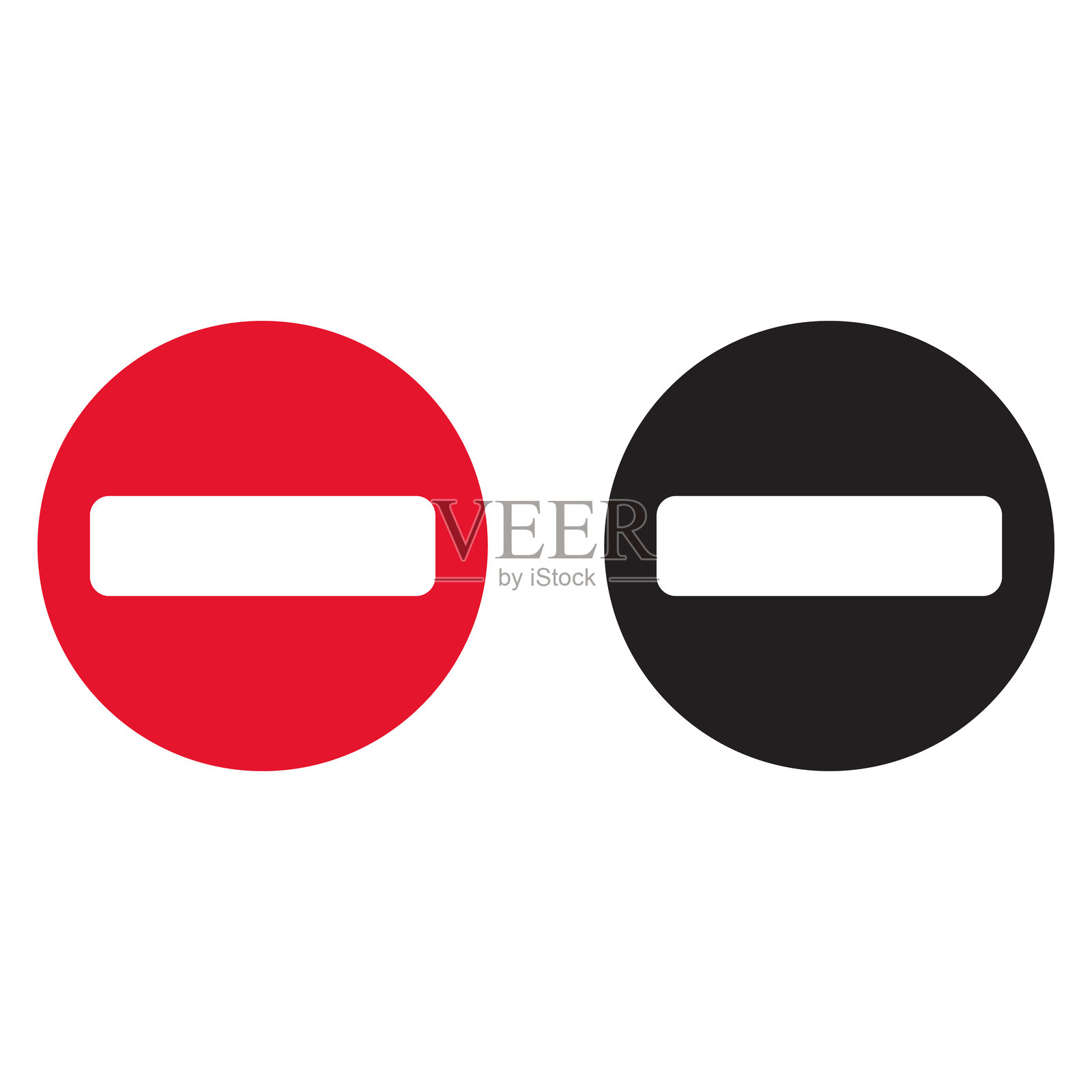 红色和黑色的禁止进入标志图标集。矢量插图。插画图片素材