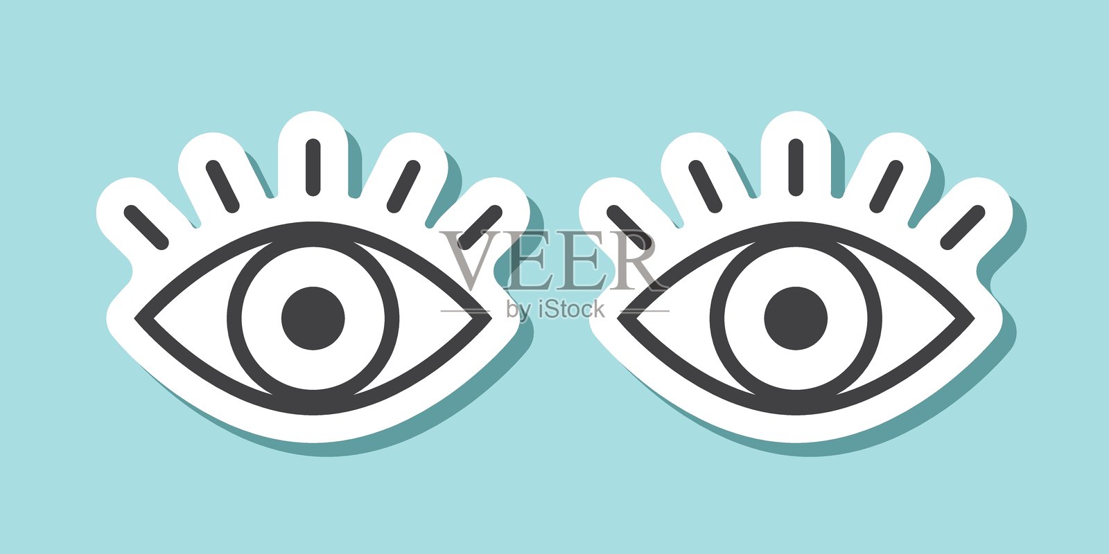 平面风格的人眼贴纸图标。孤立背景上的眼球矢量插图。视觉标志商业概念。插画图片素材