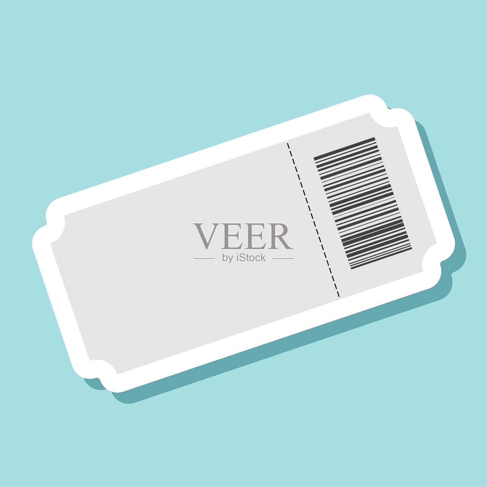 平面风格的票据贴纸图标。孤立背景上的优惠券矢量插图。代金券标志商业概念。插画图片素材