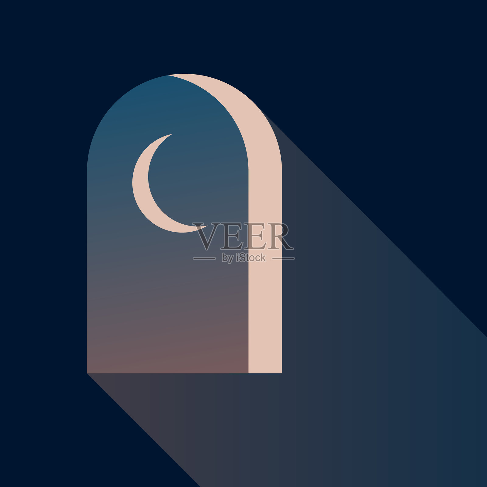 窗户中的半月。插画图片素材