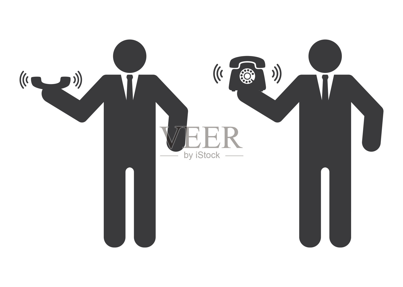 商人打电话与电话铃声图标集插画图片素材