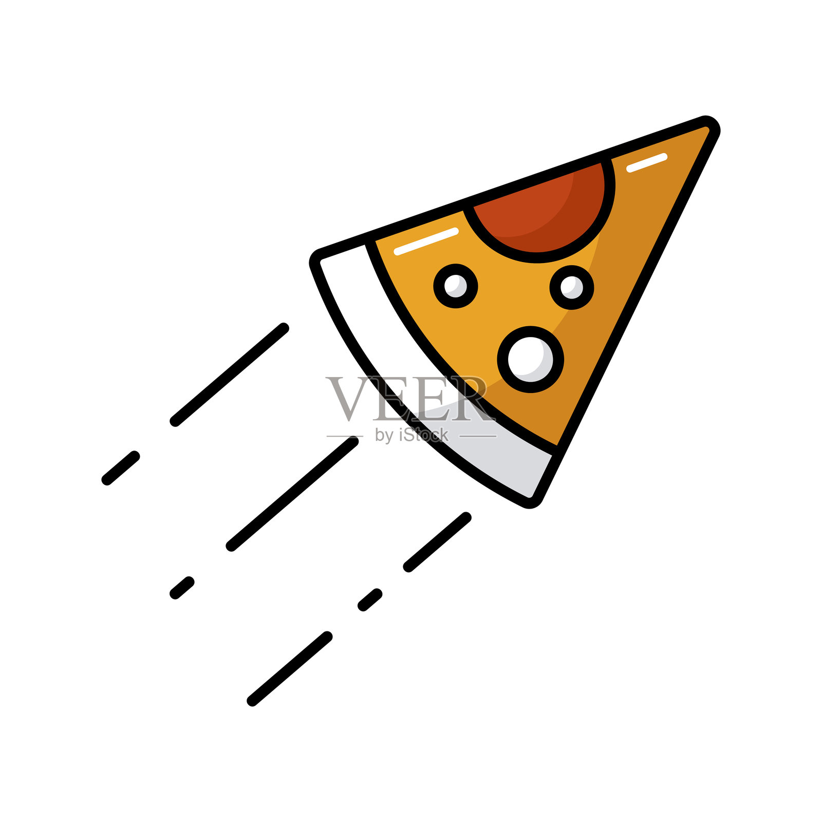 比萨饼切片矢量图标。快餐外卖插画图片素材
