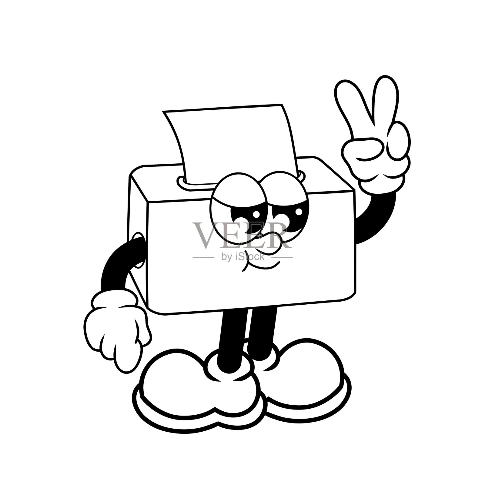 复古风格的酷炫纸巾盒轮廓设计插画图片素材