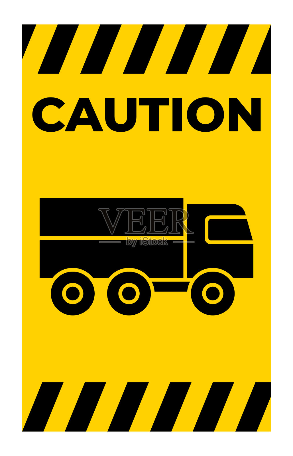 明亮黄色背景上的卡车警告标志插图插画图片素材