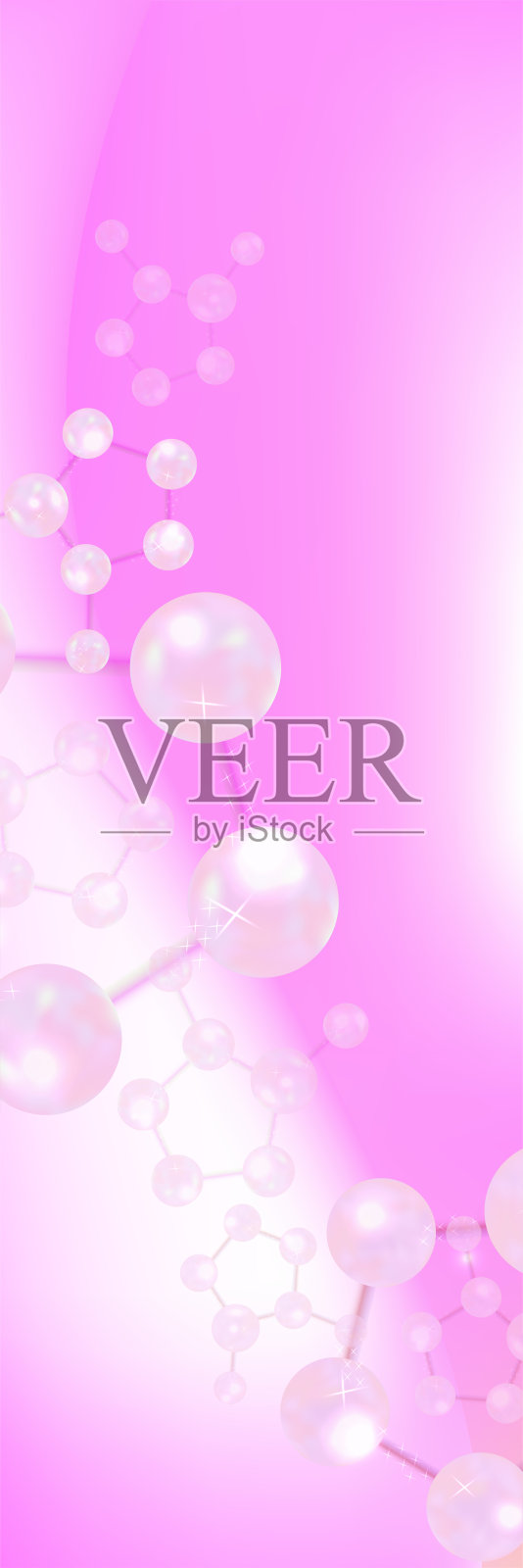 透明质酸和烟酰胺护发护肤解决方案广告，粉色胶原蛋白精华液滴，带有化妆品广告背景，插图矢量图。插画图片素材